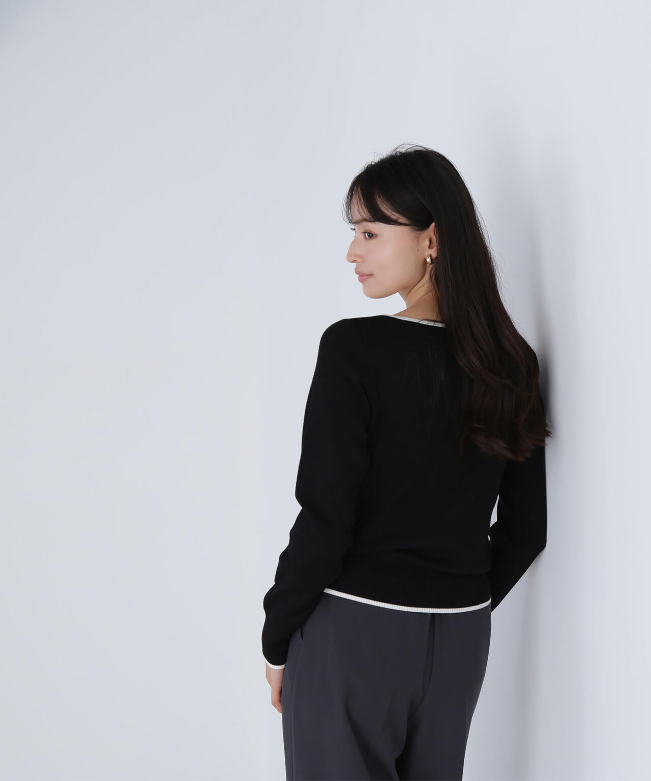 メタルポイントバイカラーニット