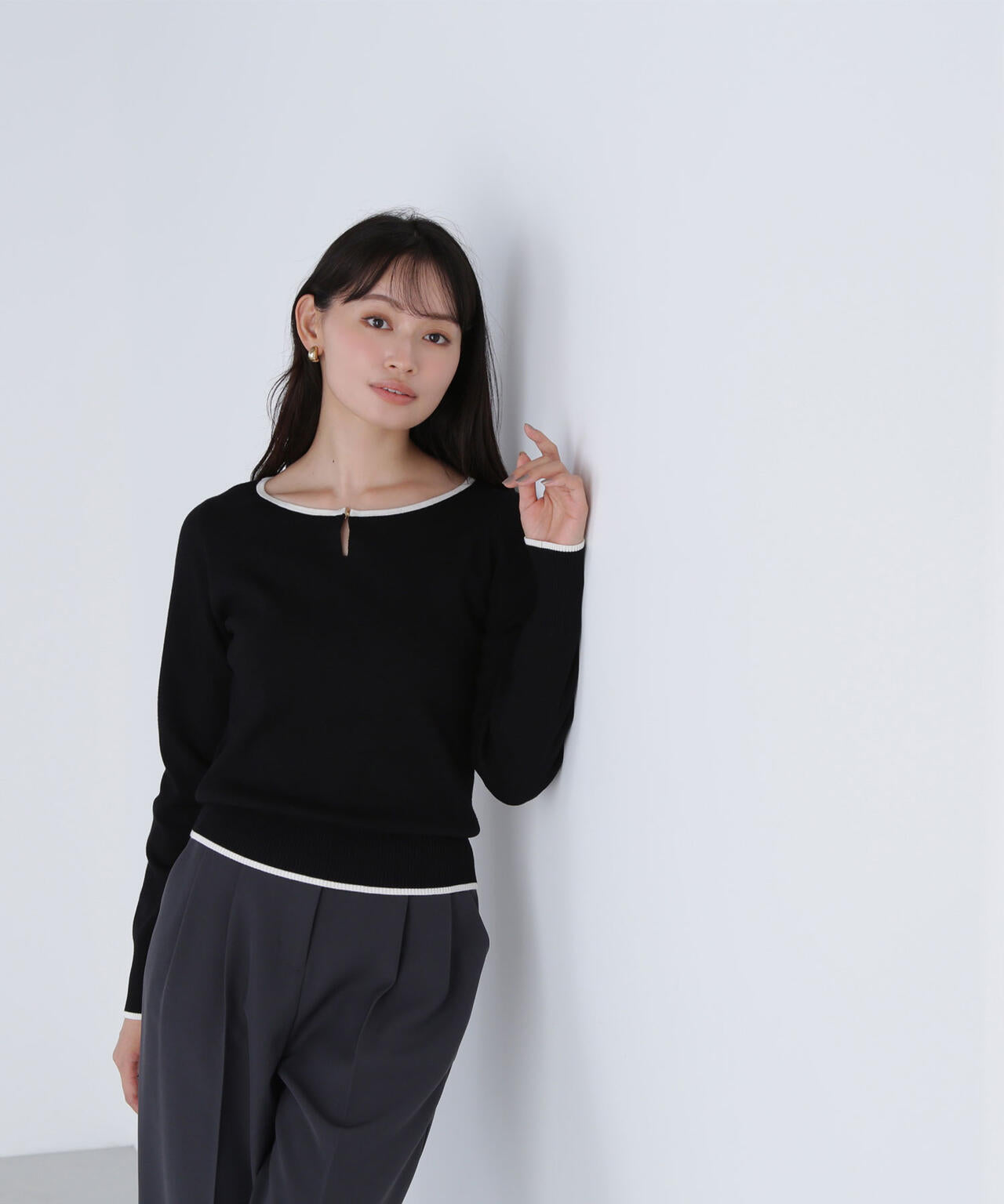 メタルポイントバイカラーニット