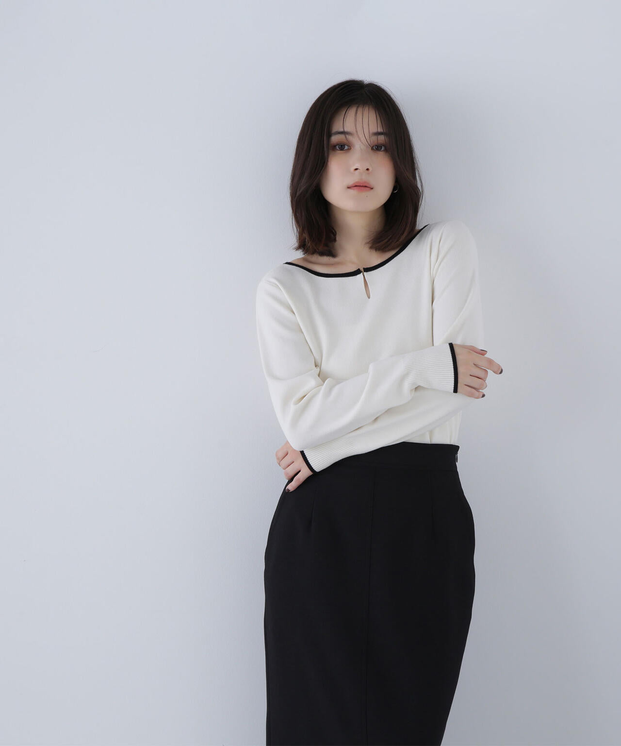 メタルポイントバイカラーニット