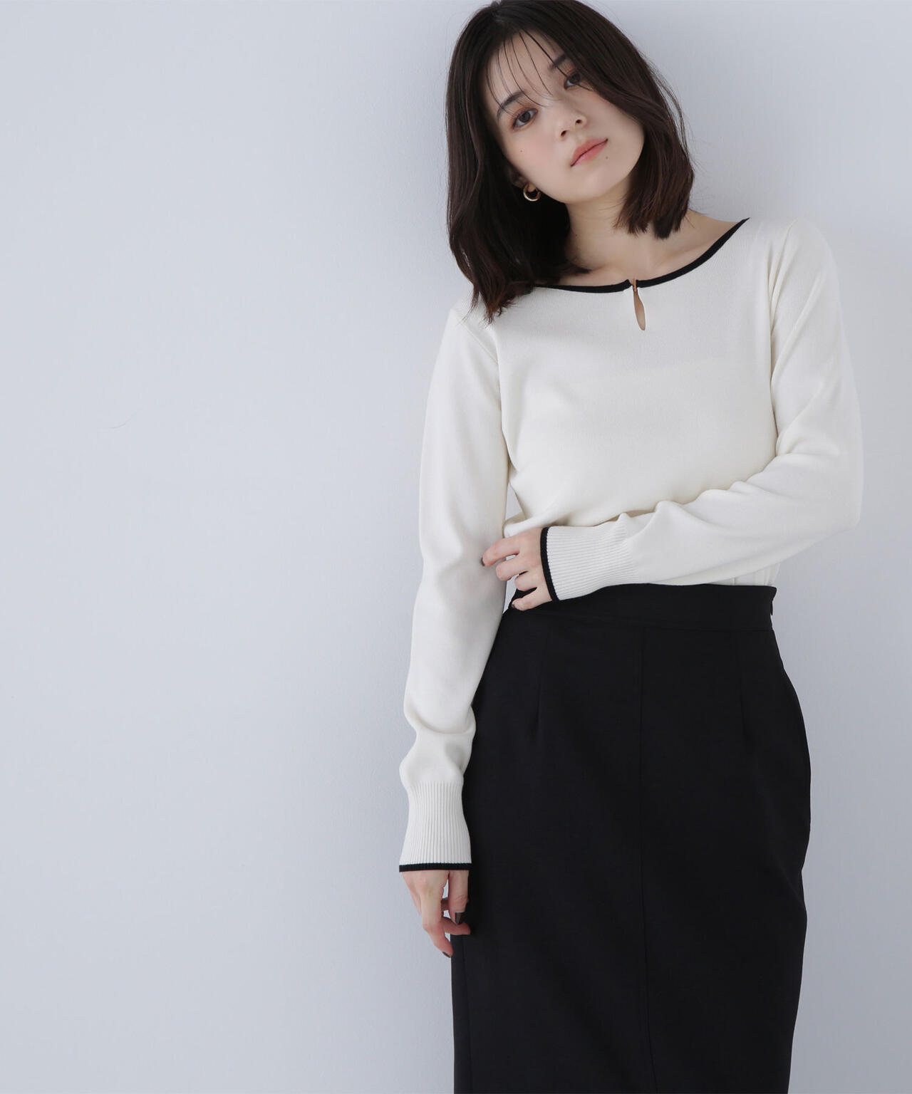 メタルポイントバイカラーニット