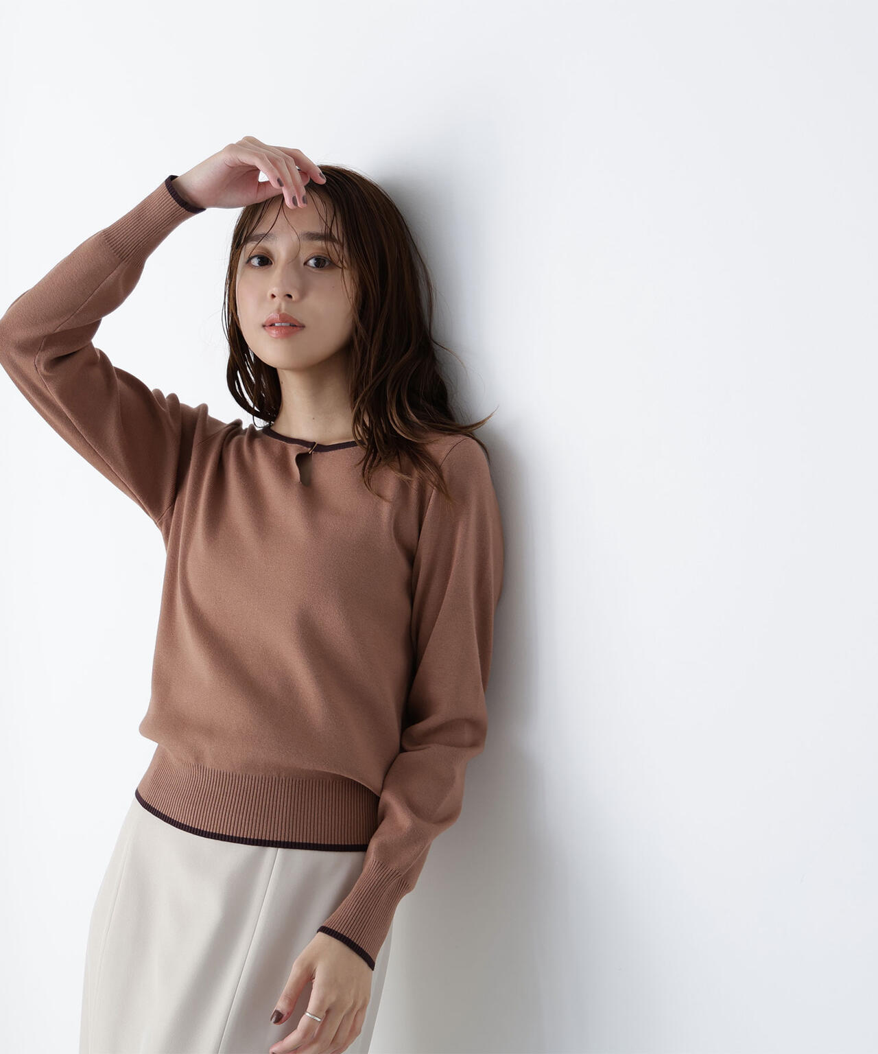 メタルポイントバイカラーニット