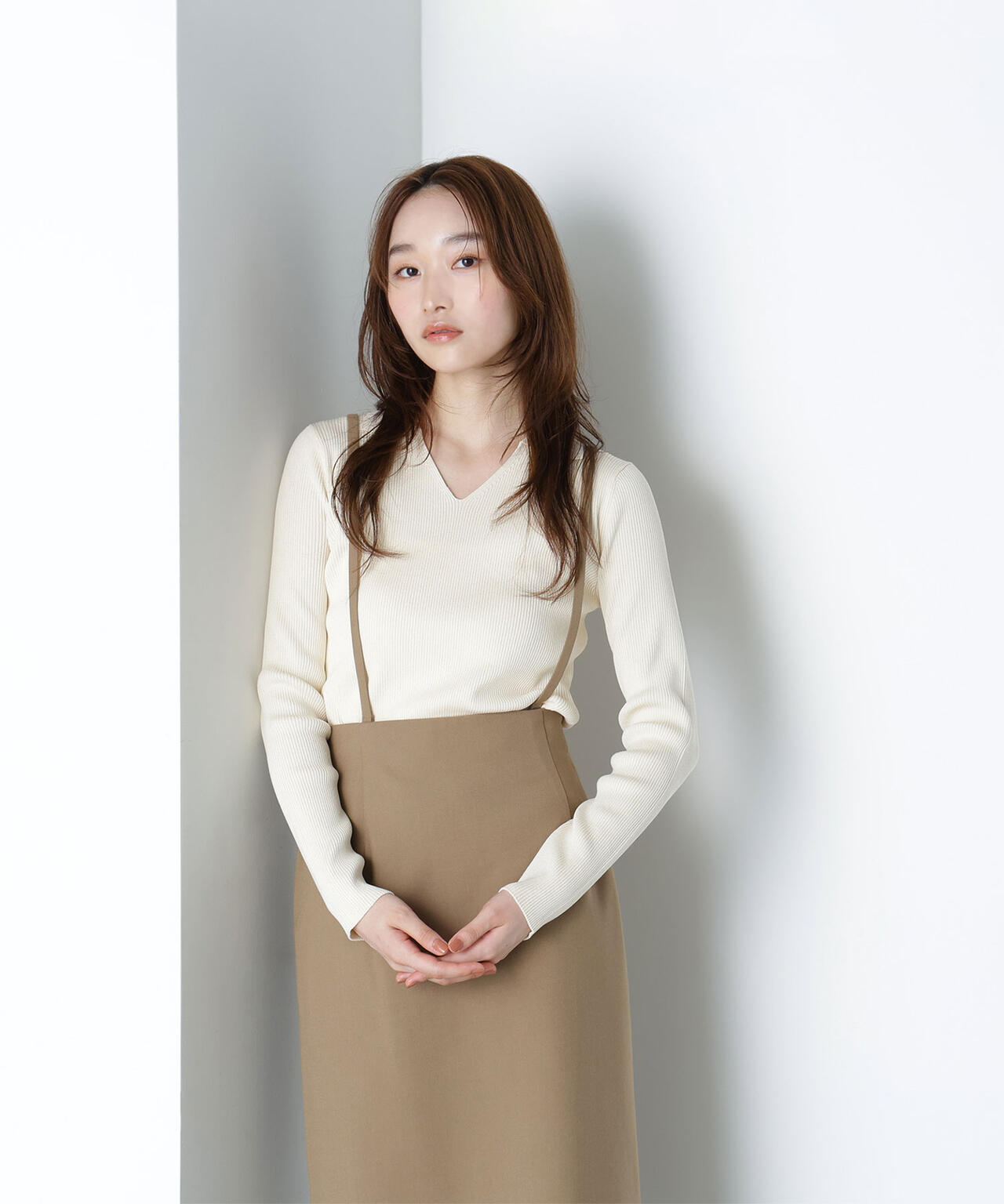 ポロカラーVネックリブニット | NATURAL BEAUTY BASIC（ナチュラル