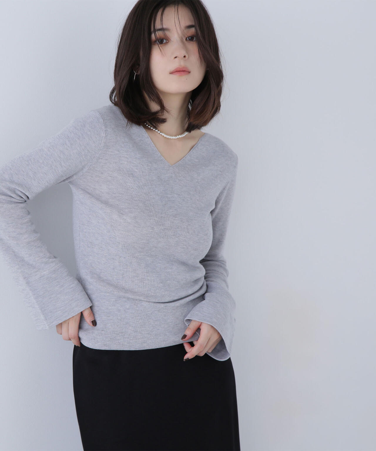 ニュアンスネックフレアスリーブニット | NATURAL BEAUTY BASIC