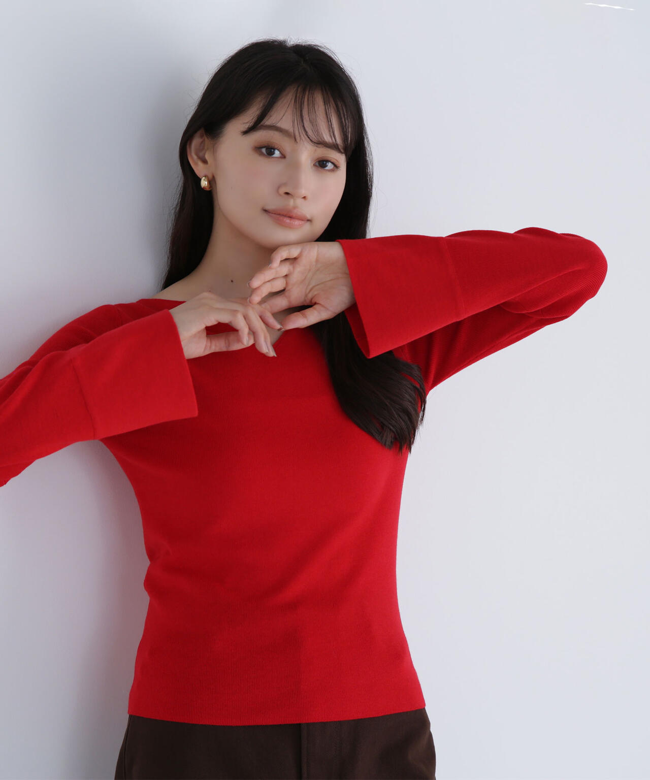 ニュアンスネックフレアスリーブニット | NATURAL BEAUTY BASIC