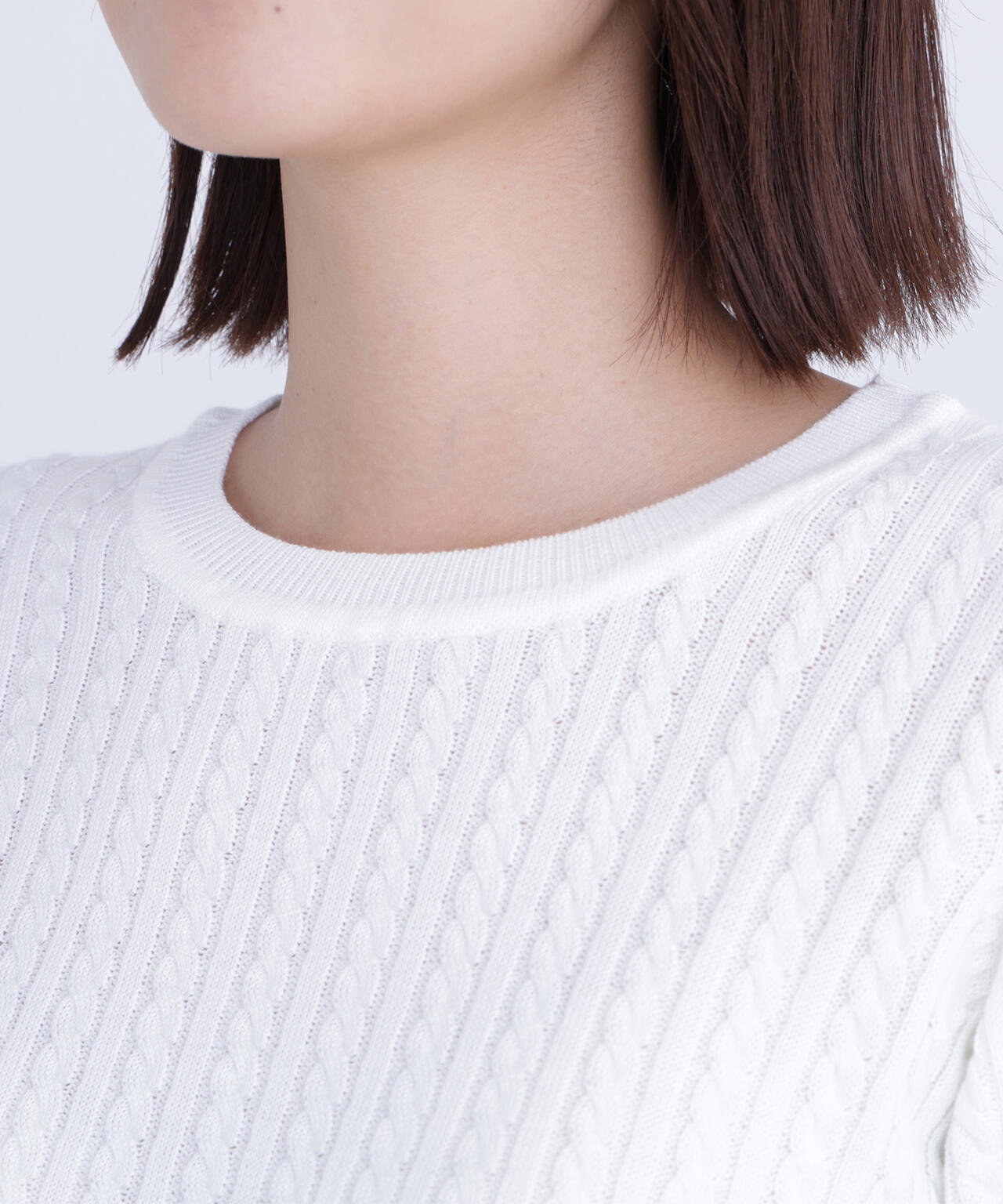 バイカラーラインミニケーブルニット