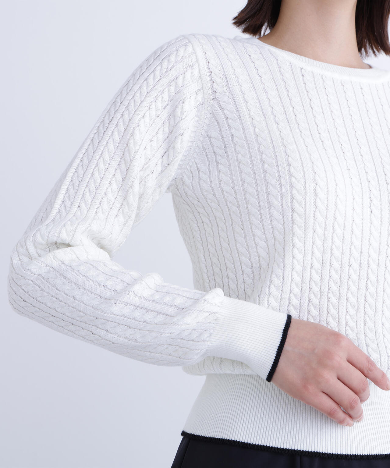 バイカラーラインミニケーブルニット | NATURAL BEAUTY BASIC