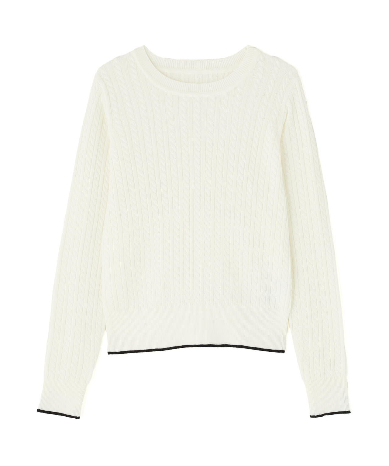 バイカラーラインミニケーブルニット