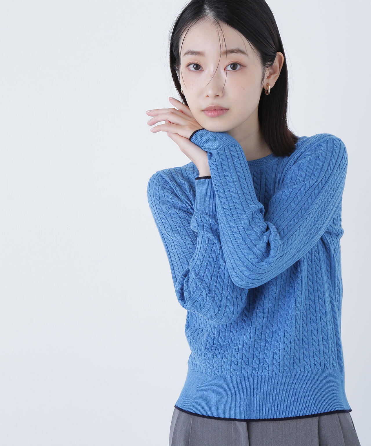 バイカラーラインミニケーブルニット | NATURAL BEAUTY BASIC