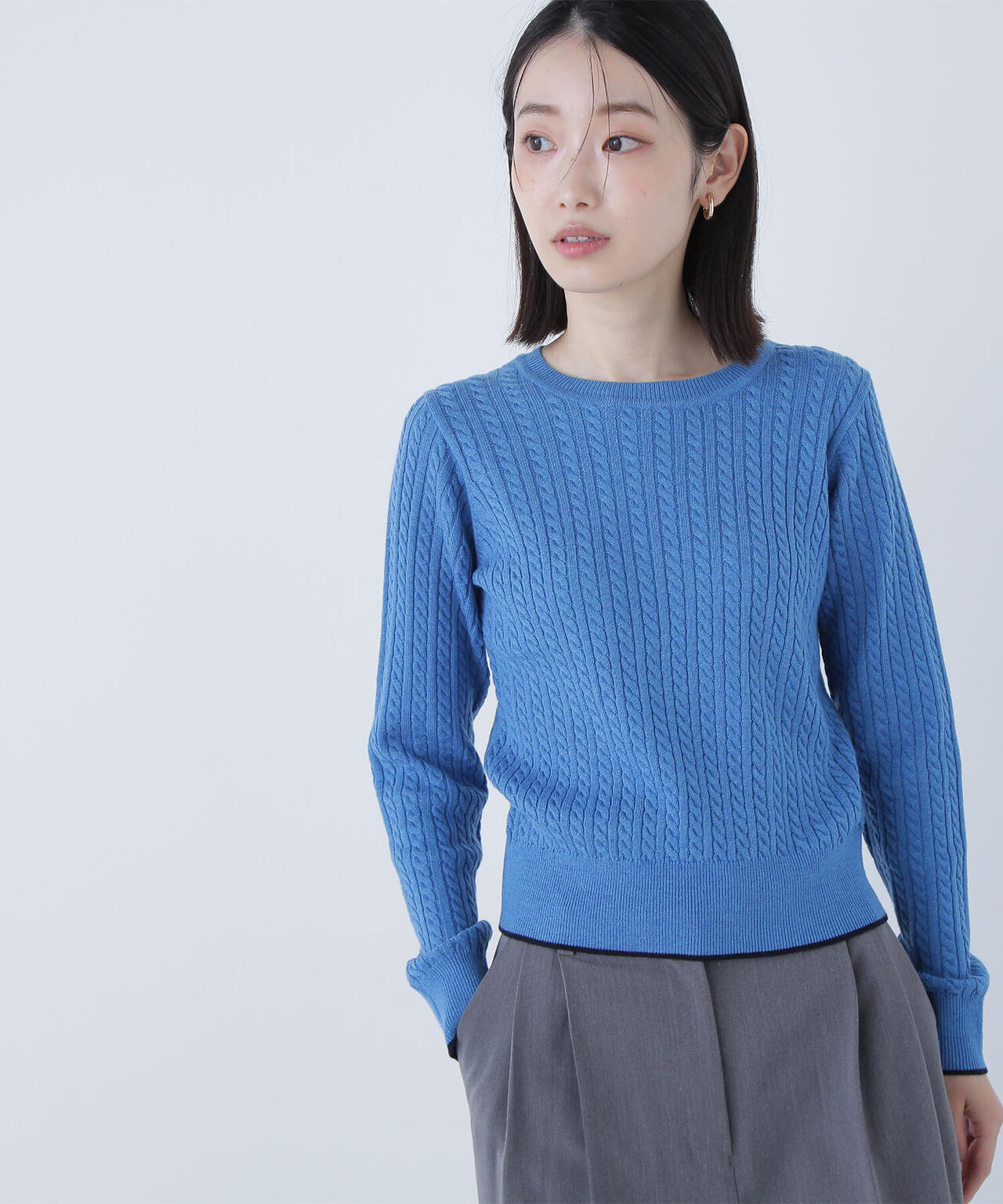 バイカラーラインミニケーブルニット | NATURAL BEAUTY BASIC