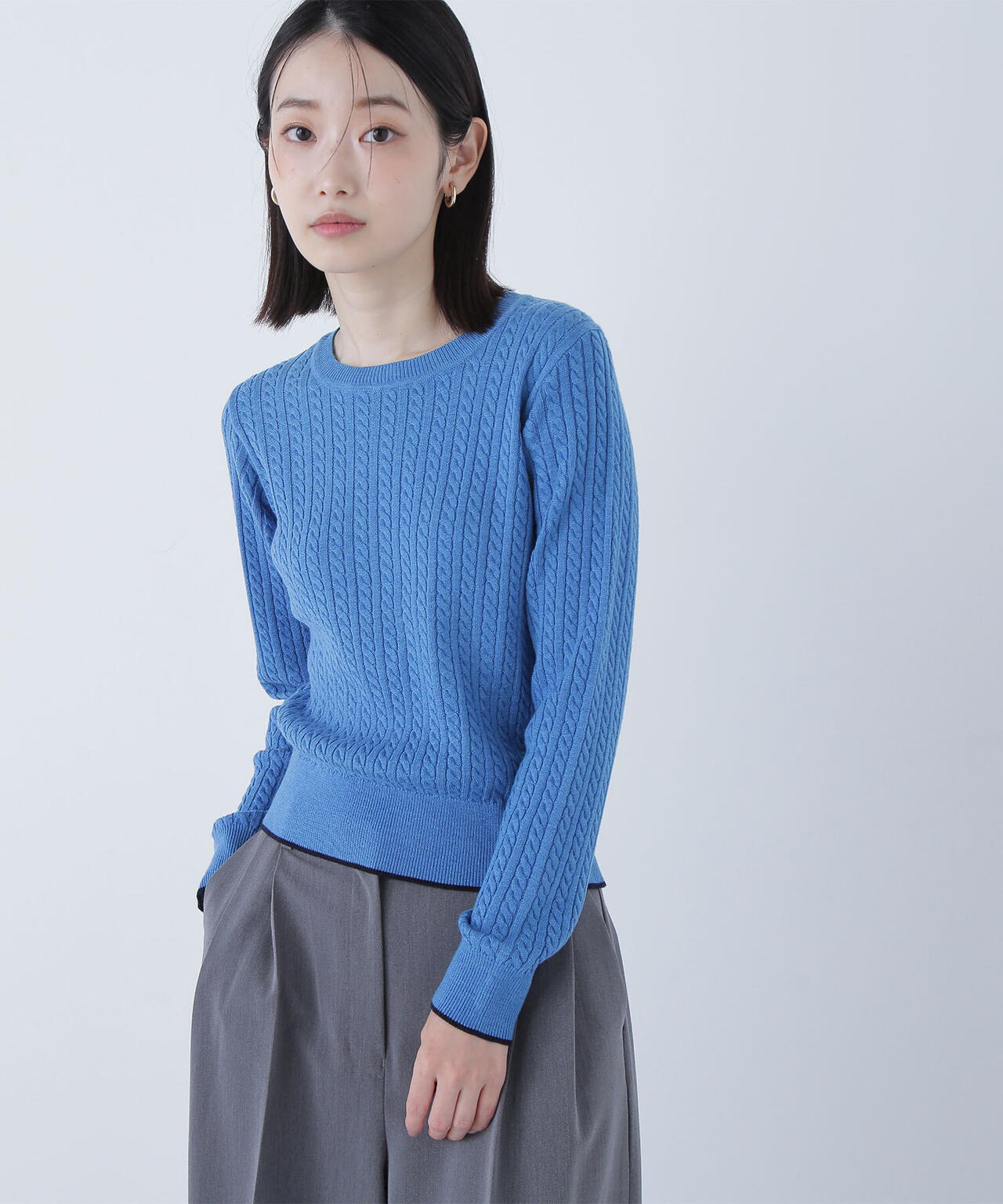 バイカラーラインミニケーブルニット | NATURAL BEAUTY BASIC