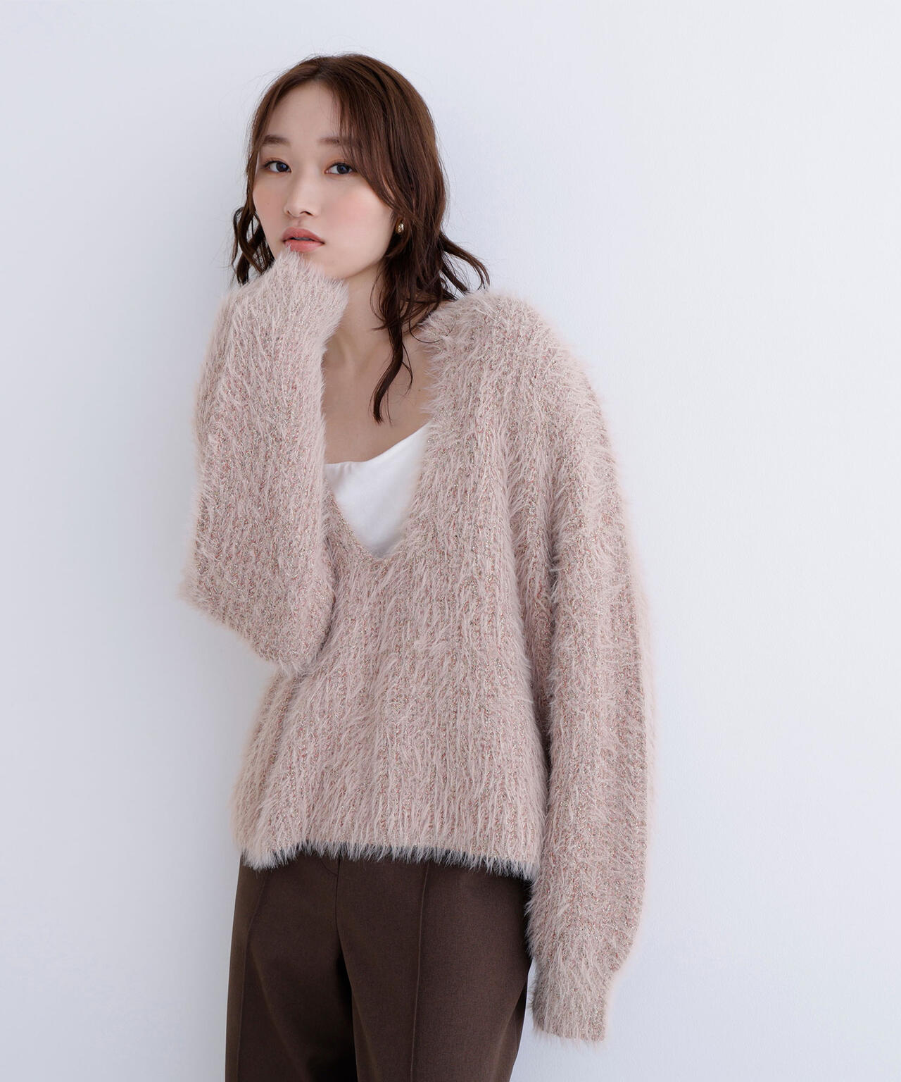 【Oggi掲載】キーネックシャギーラメニット