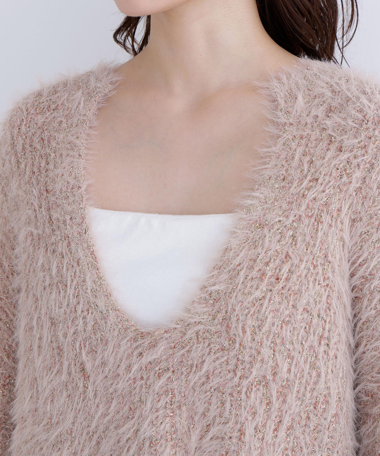 【Oggi掲載】キーネックシャギーラメニット