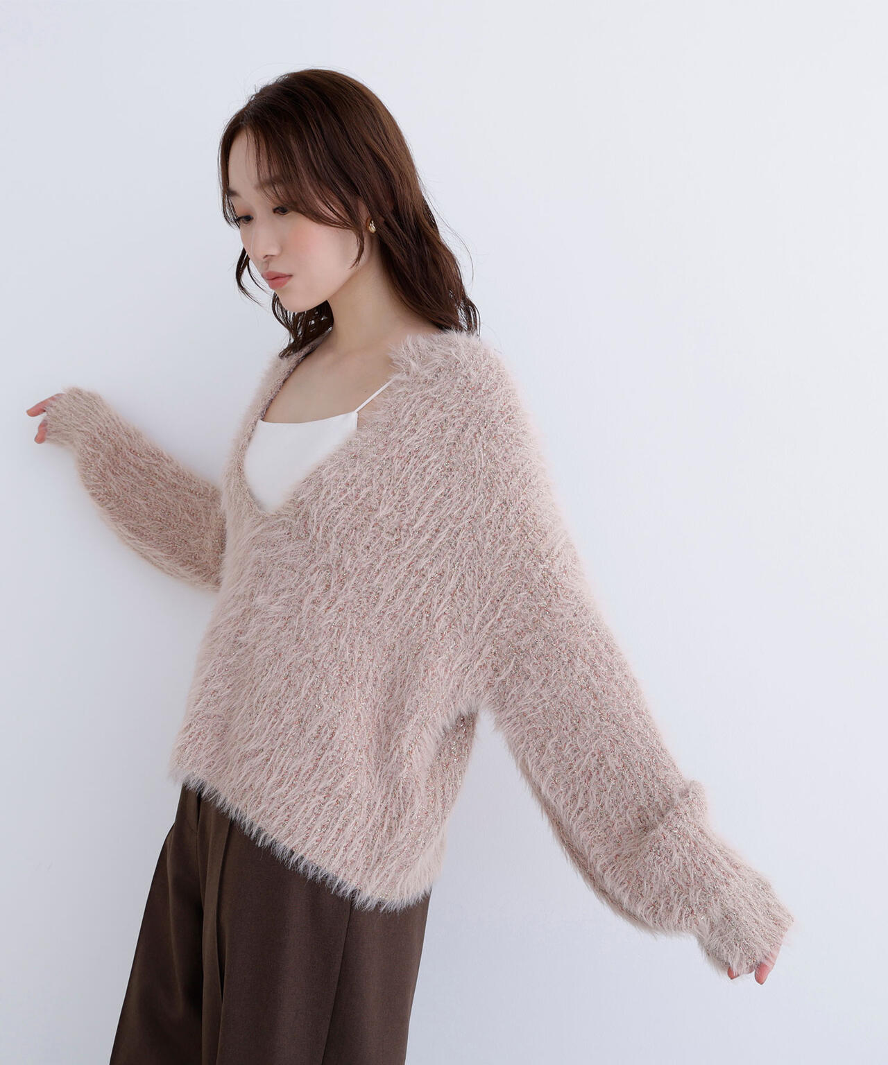 【Oggi掲載】キーネックシャギーラメニット