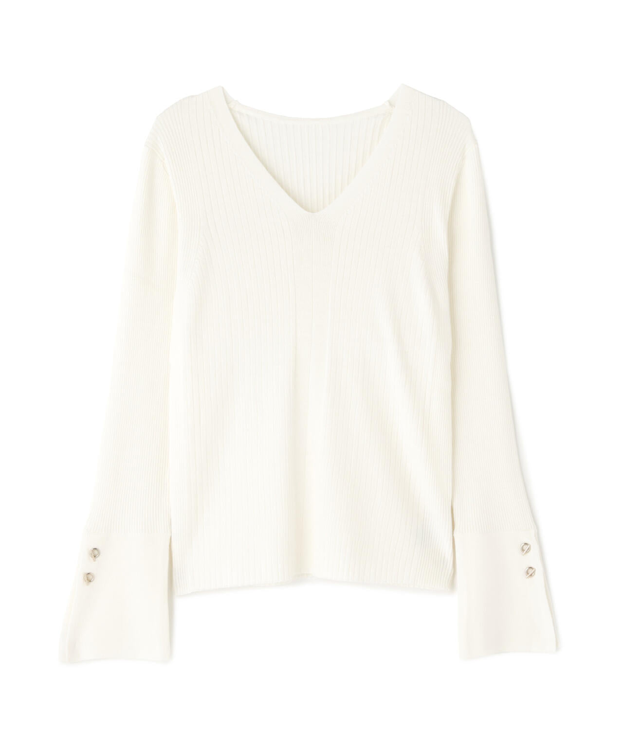 Vネックハトメスリーブリブニット