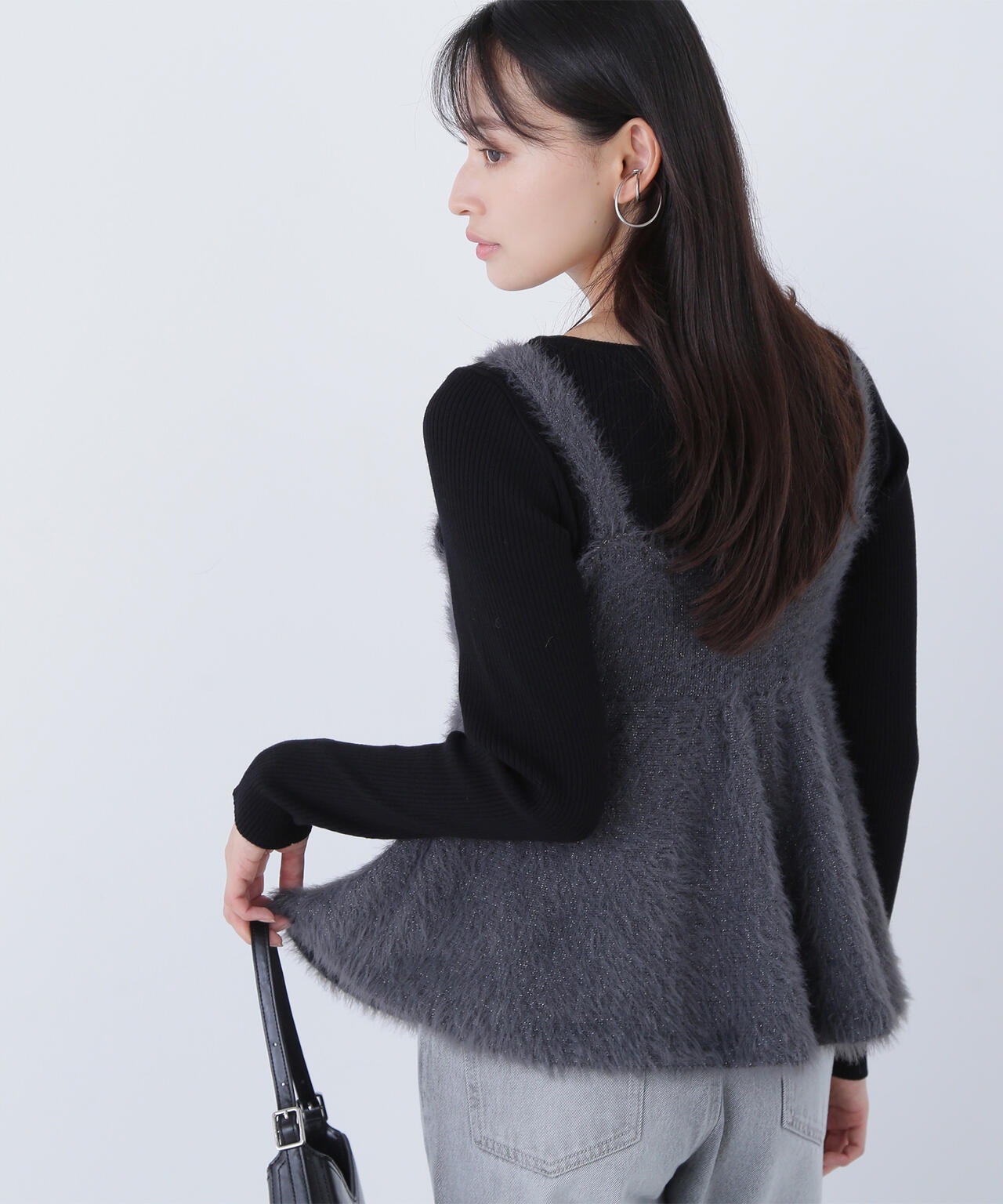 ナチュラルビューティーベーシック（NATURAL BEAUTY BASIC）/ヘアリーペプラムキャミセットニット ヘアリーペプラムキャミセットニット | NATURAL BEAUTY BASIC