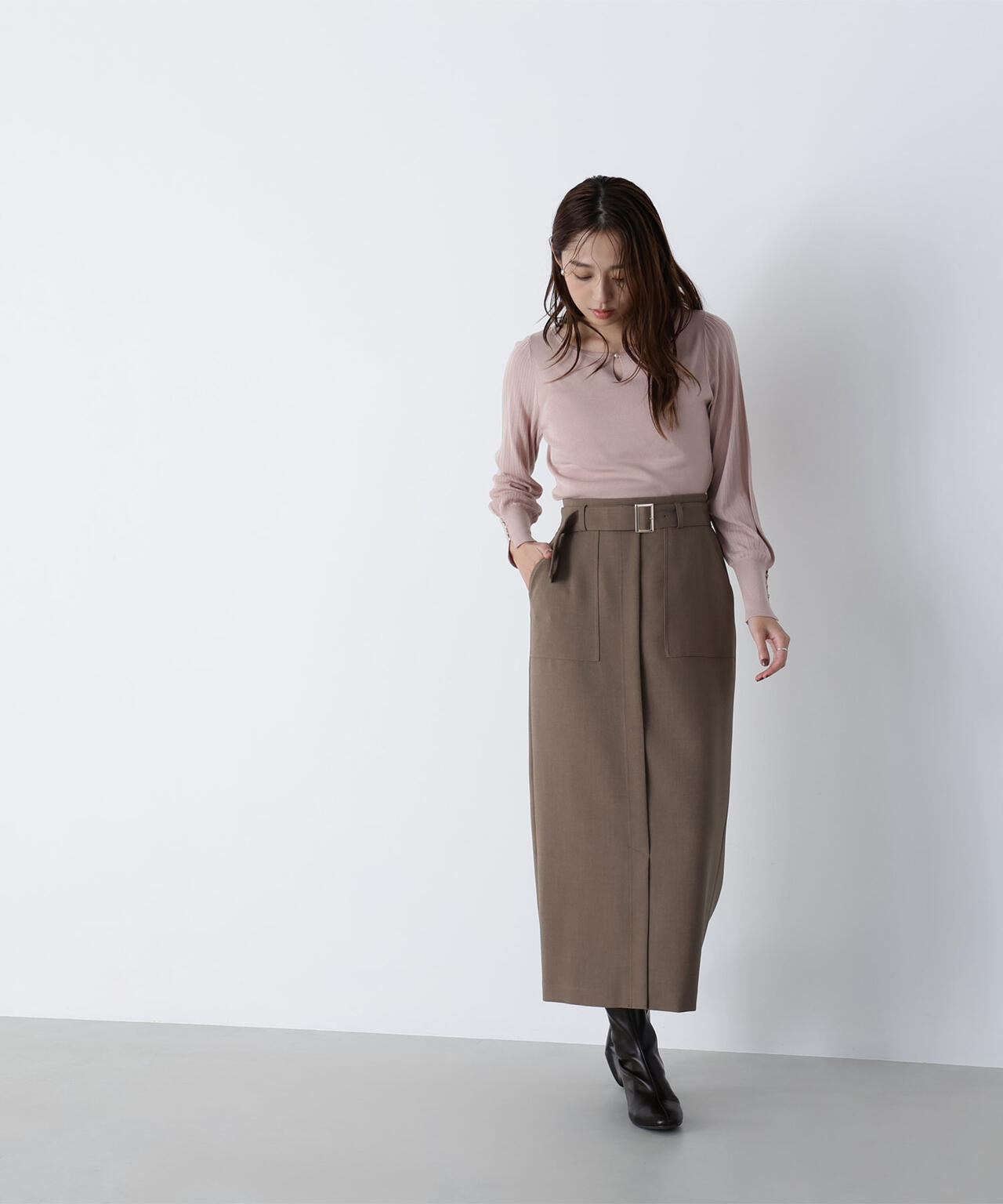 ビジュースリットプリーツニット