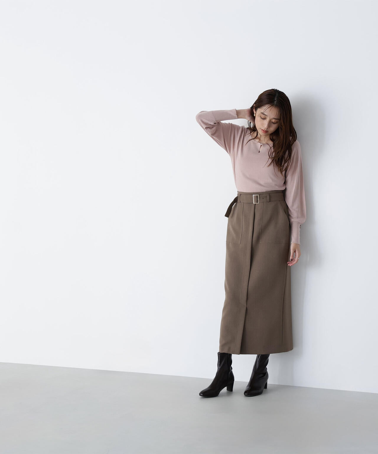 ビジュースリットプリーツニット