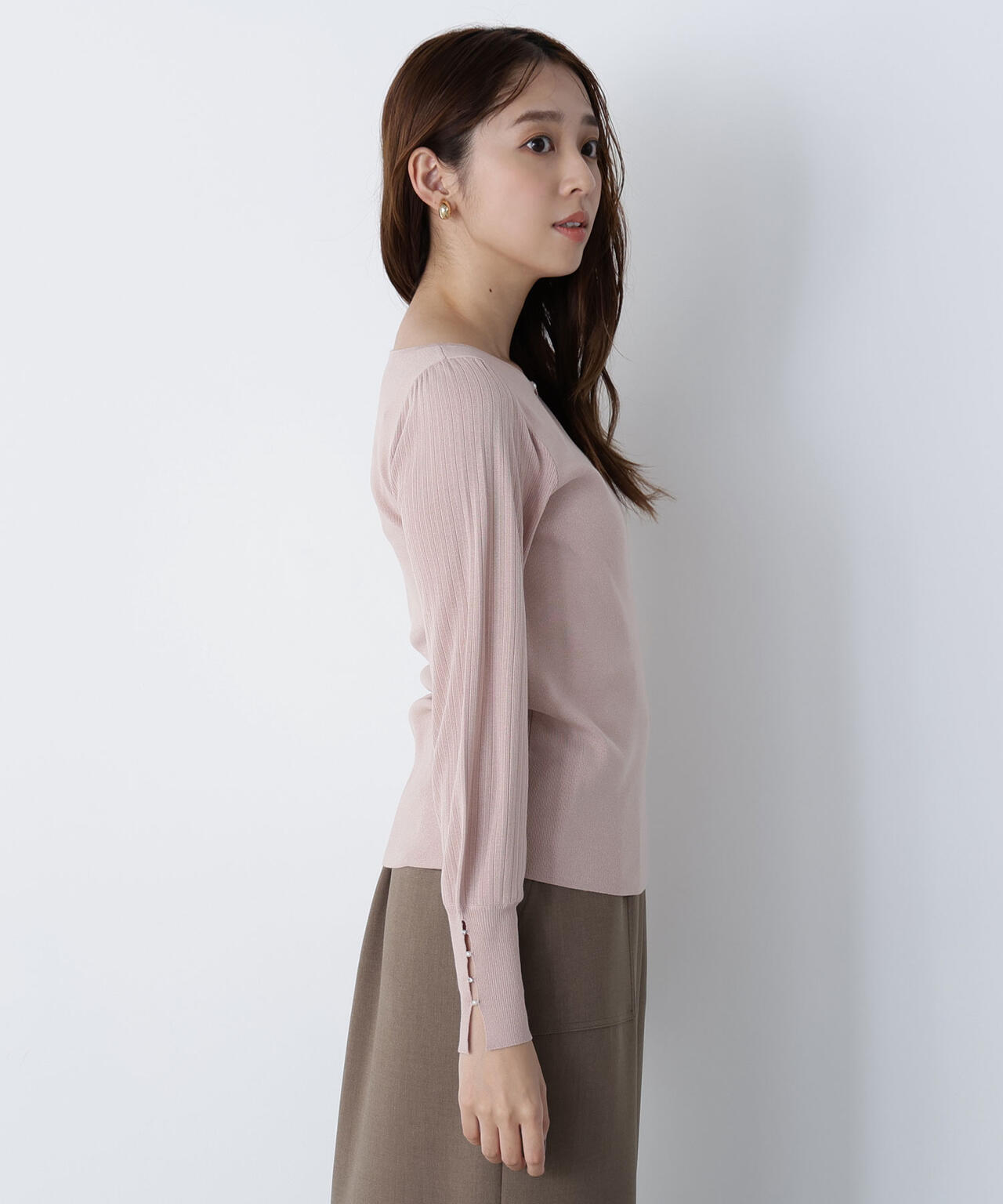 ビジュースリットプリーツニット