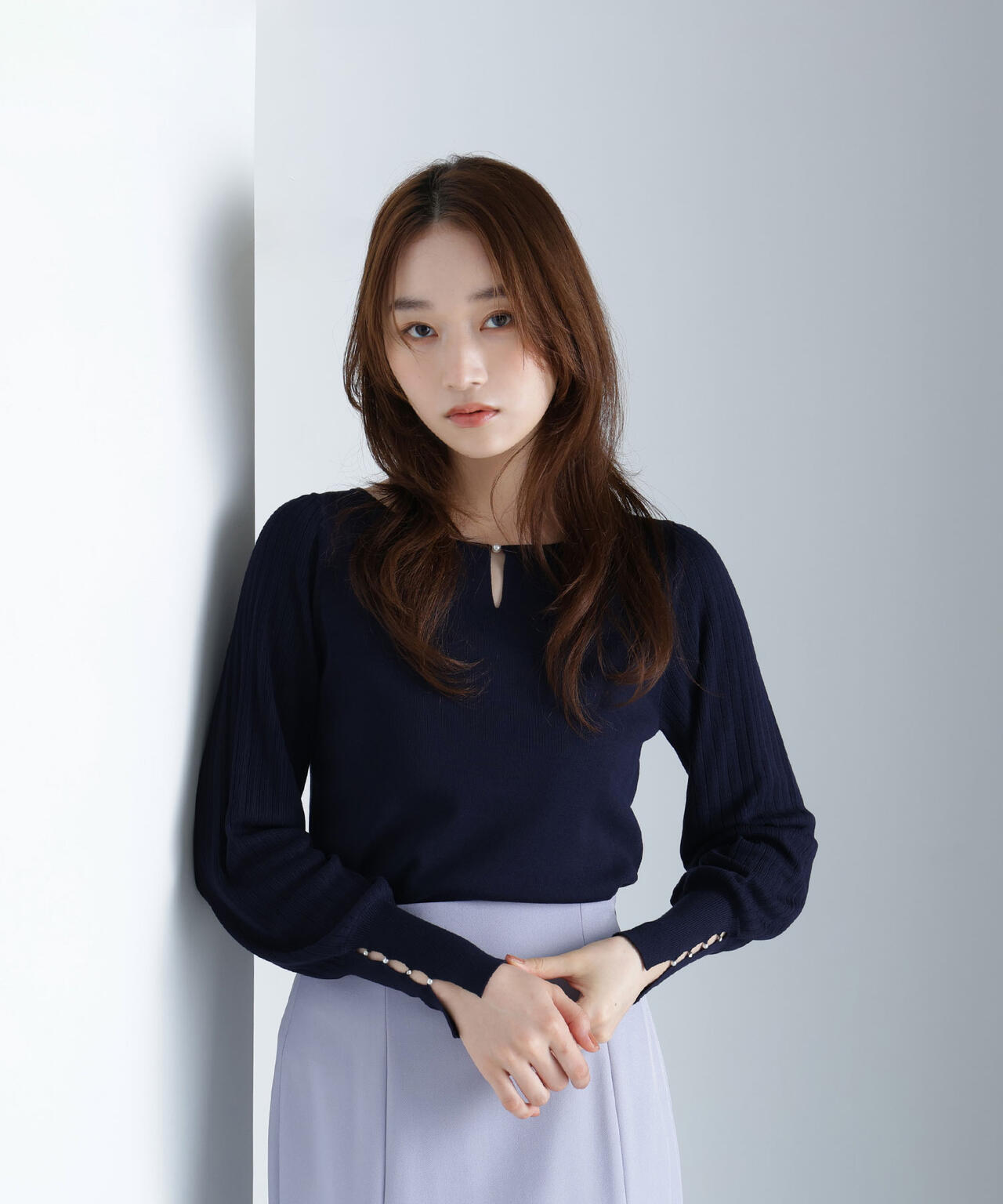 ビジュースリットプリーツニット