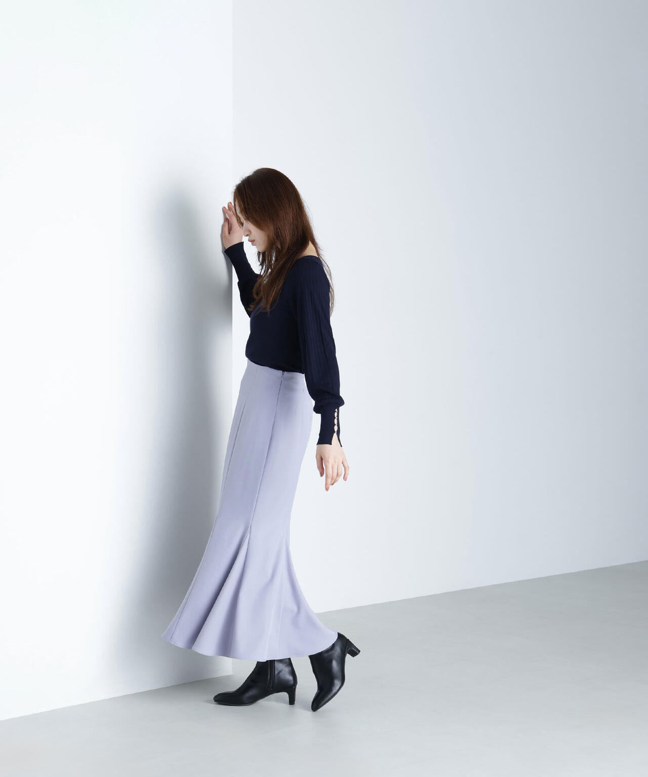 ビジュースリットプリーツニット