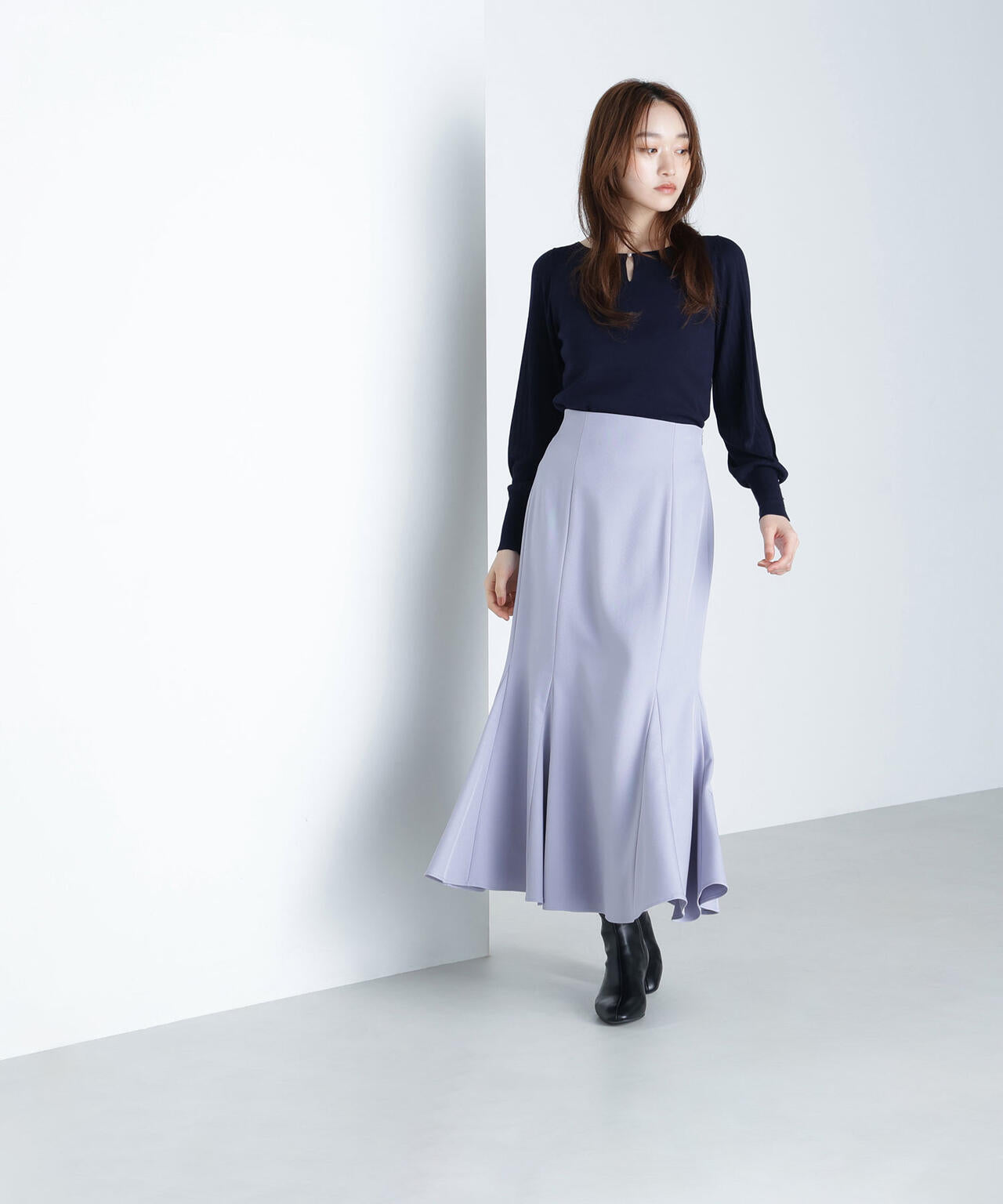 ビジュースリットプリーツニット