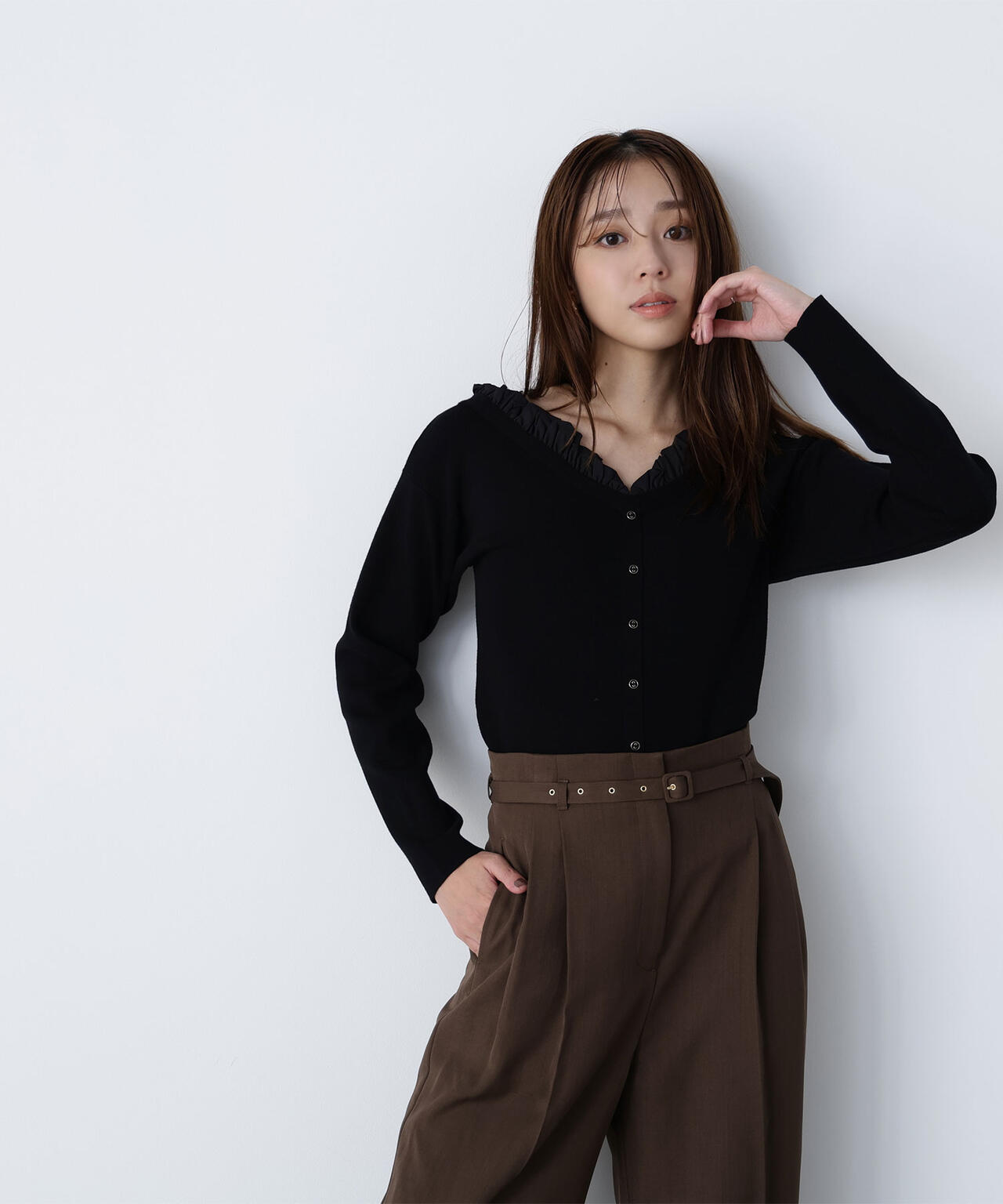 フリルトリムドッキングニット | NATURAL BEAUTY BASIC（ナチュラル