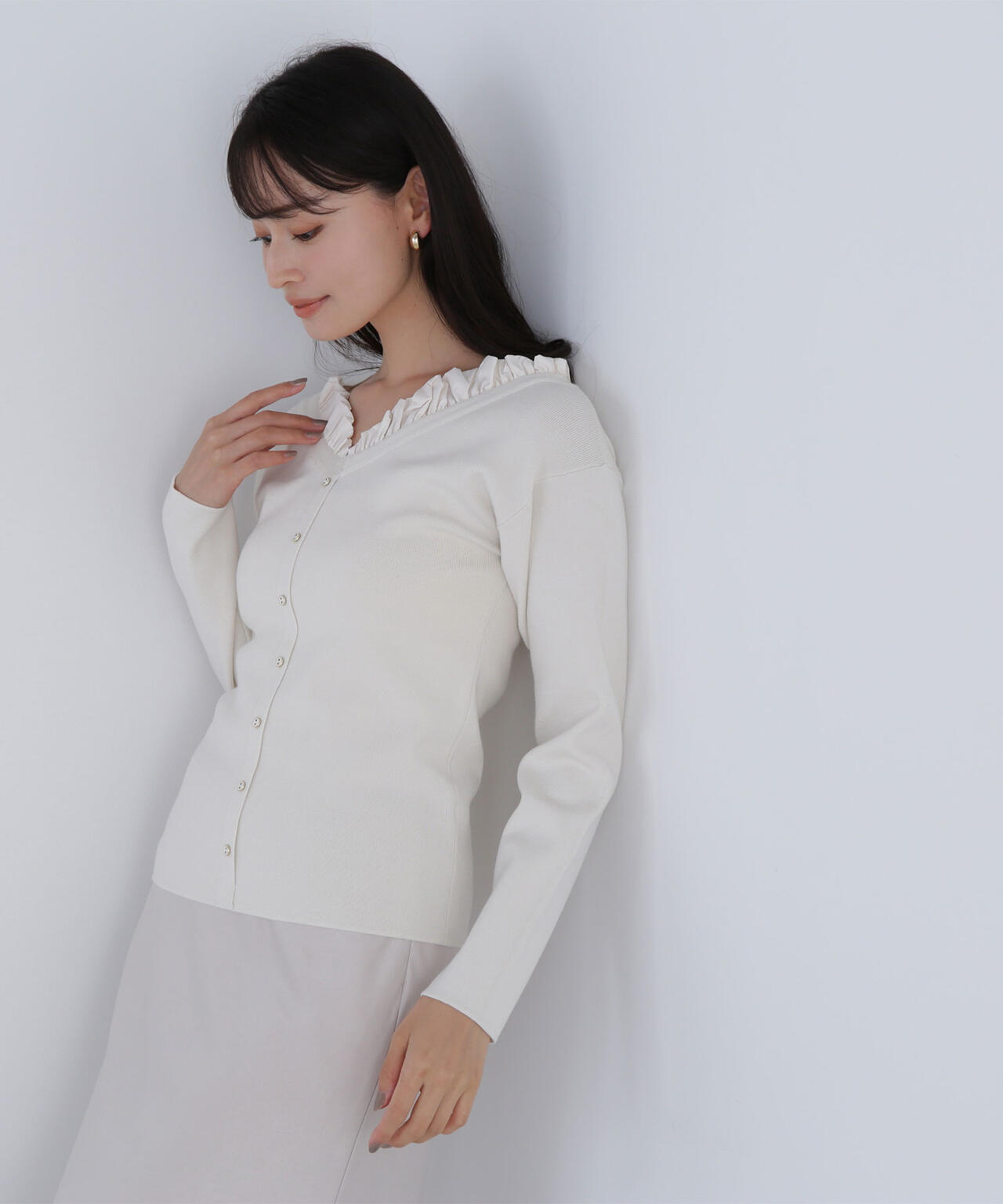 ナチュラルビューティーベーシック（NATURAL BEAUTY BASIC）/フリルトリムドッキングニット フリルトリムドッキングニット | NATURAL BEAUTY BASIC（ナチュラル