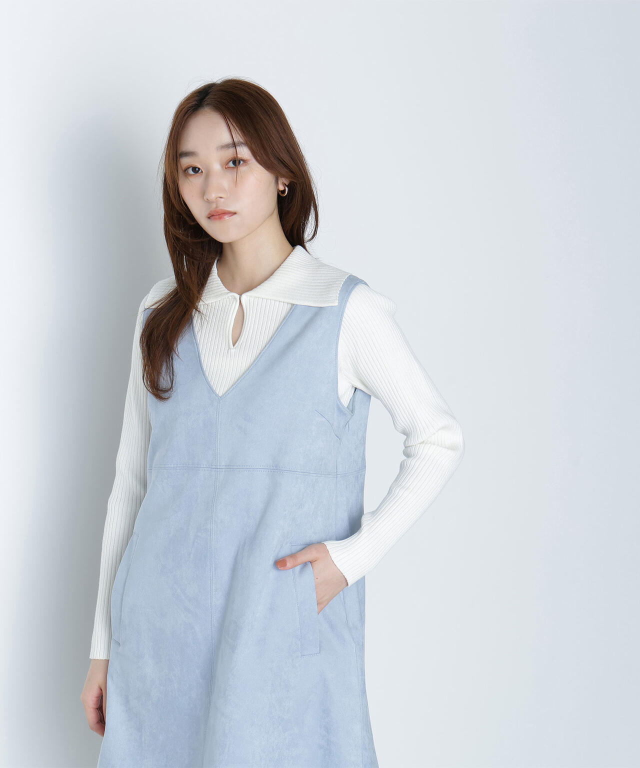 襟付コンパクトリブニット