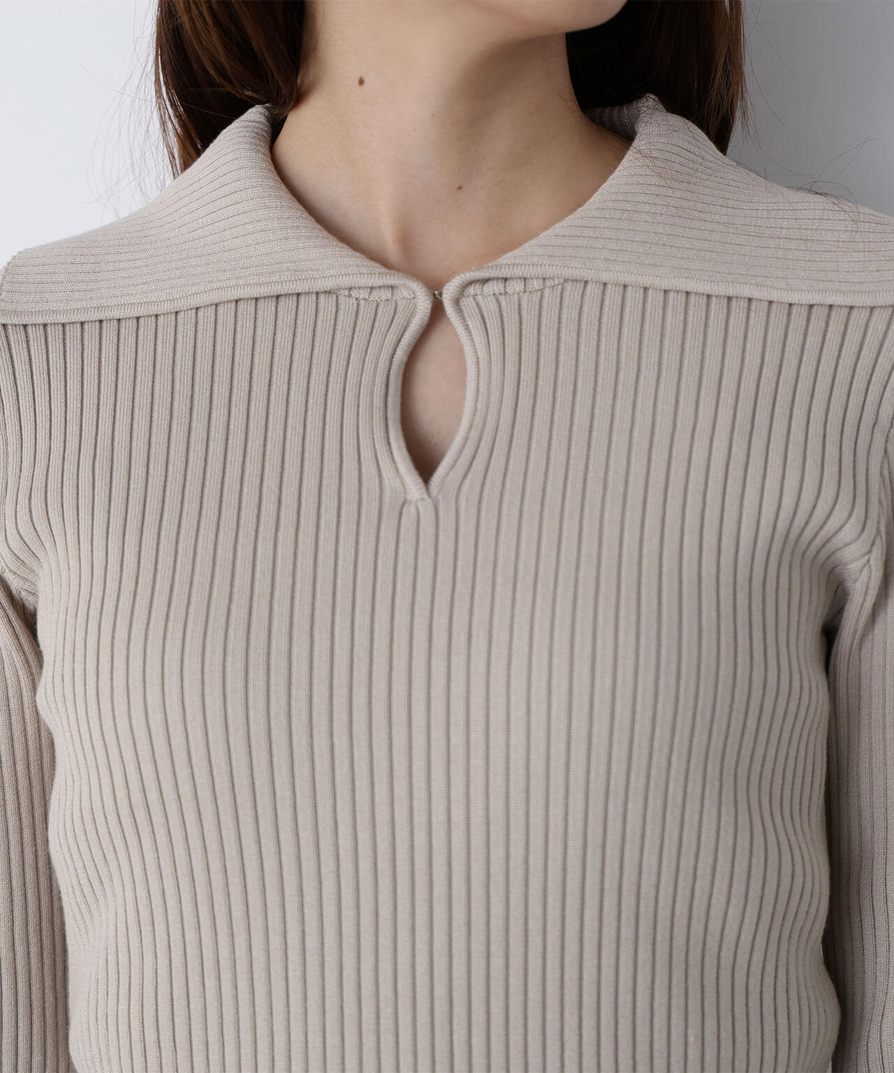 襟付コンパクトリブニット