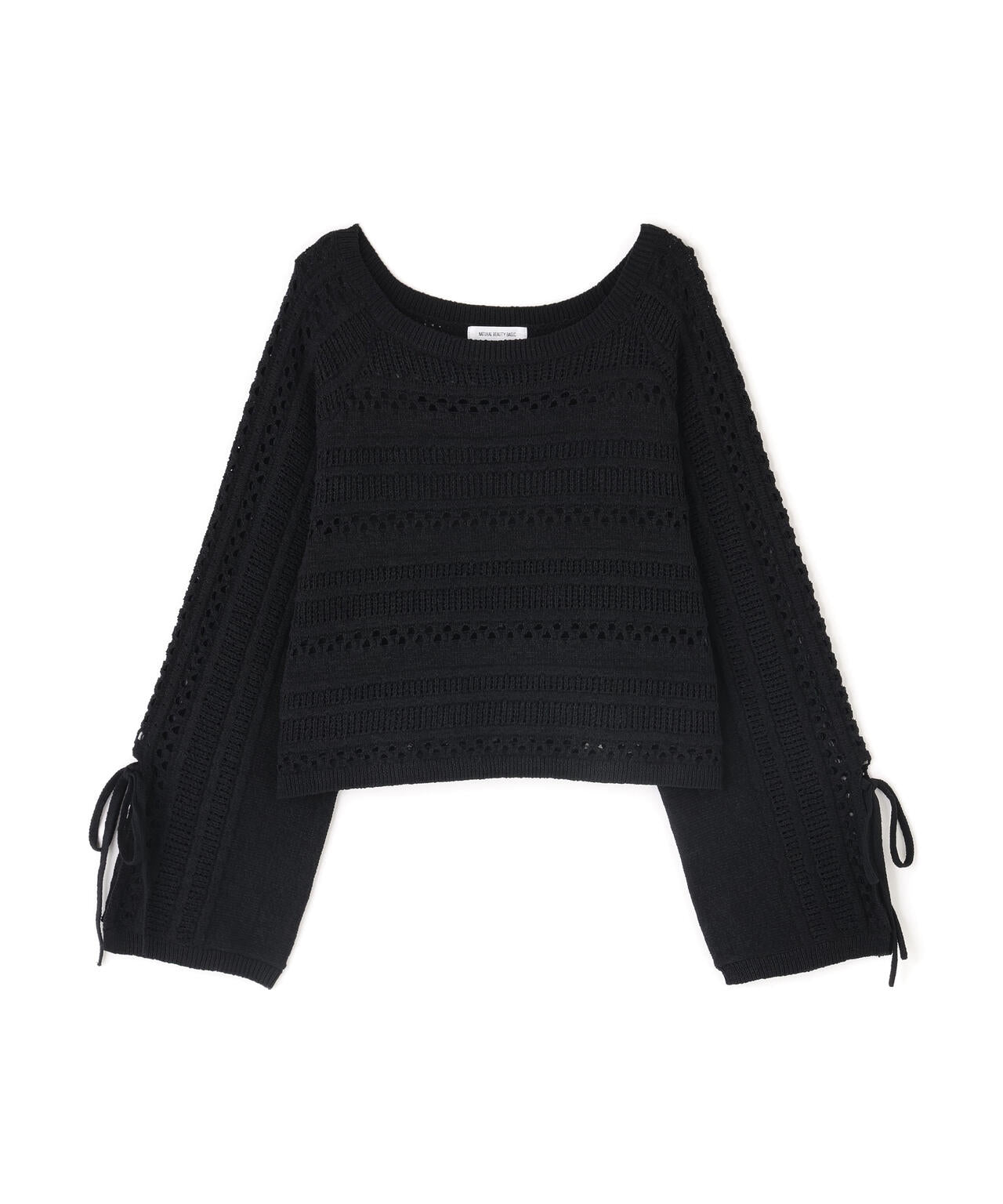 透かし編みリボンスリーブニット