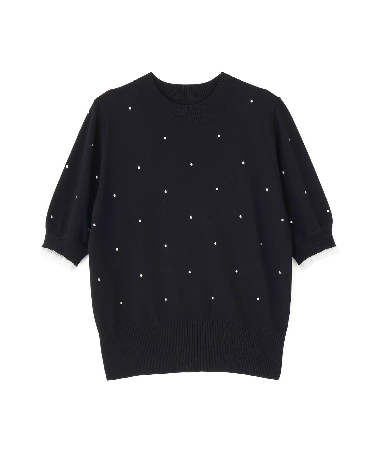 ドット刺繍ハーフスリーブニット | NATURAL BEAUTY BASIC（ナチュラル