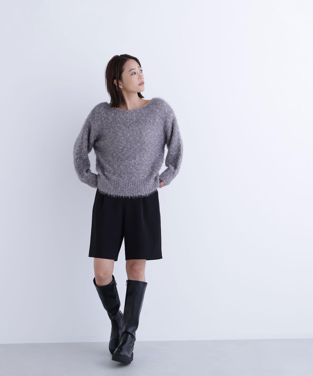 ミックスカラーヘアリーニット