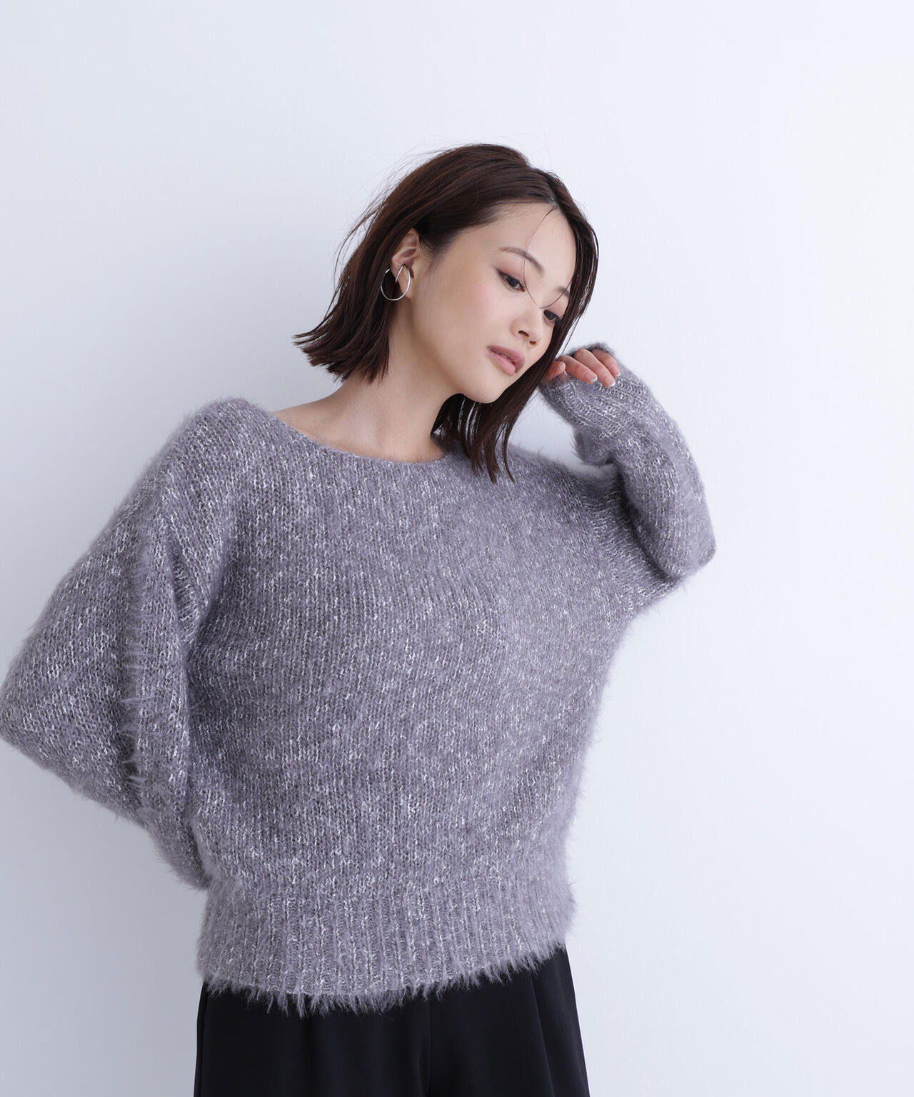 ミックスカラーヘアリーニット