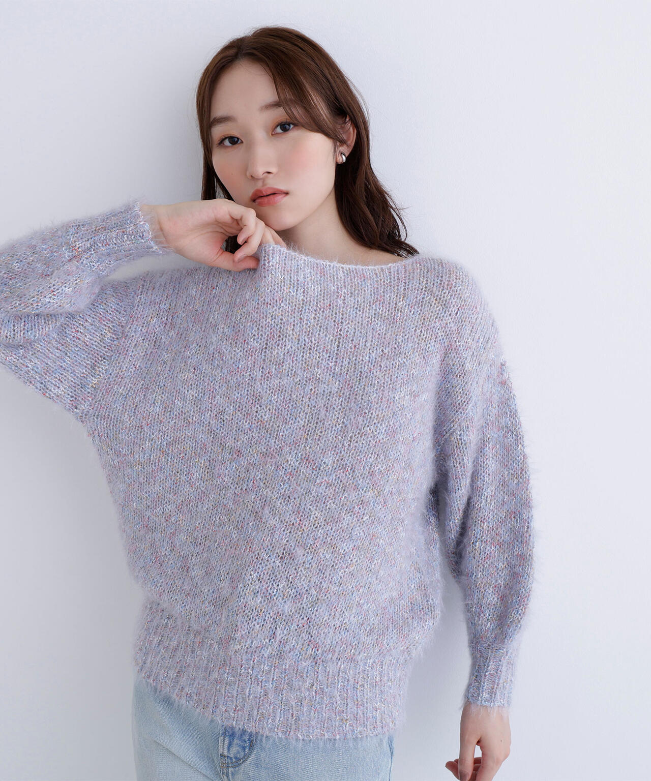 ミックスカラーヘアリーニット