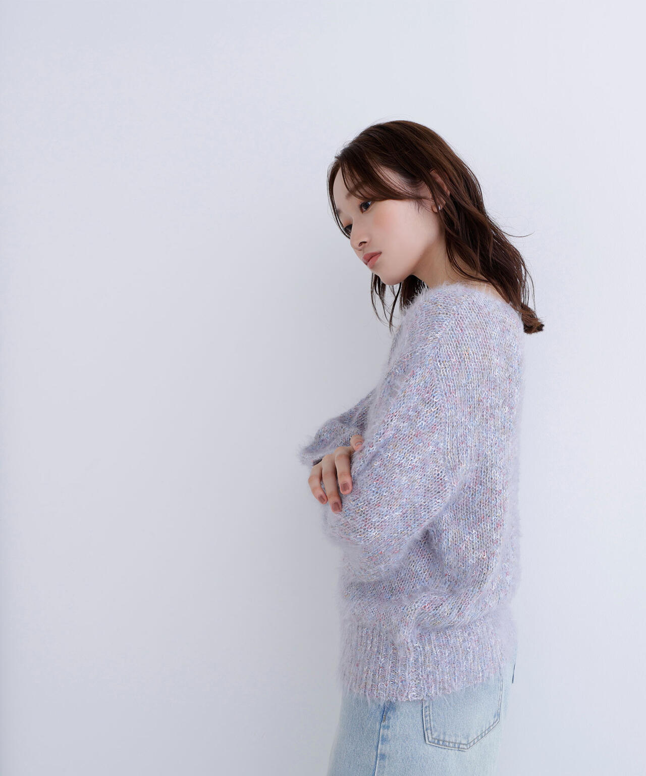 ミックスカラーヘアリーニット