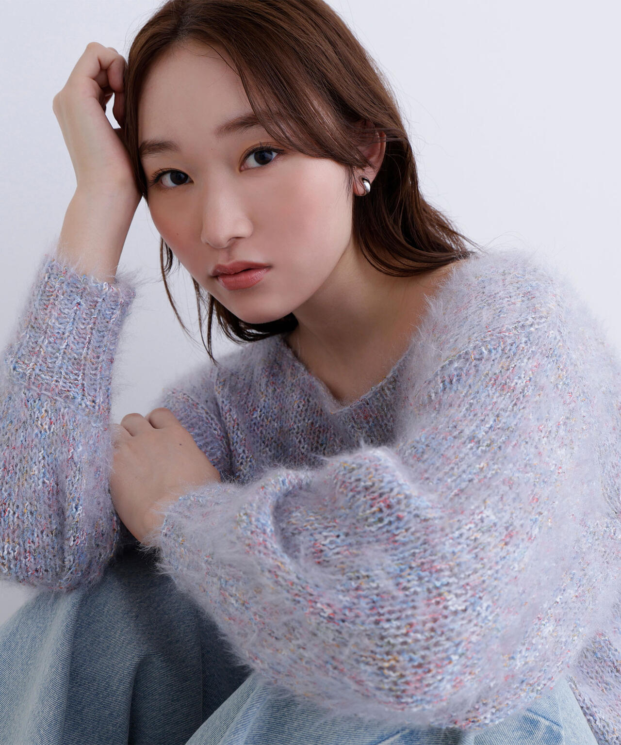 ミックスカラーヘアリーニット