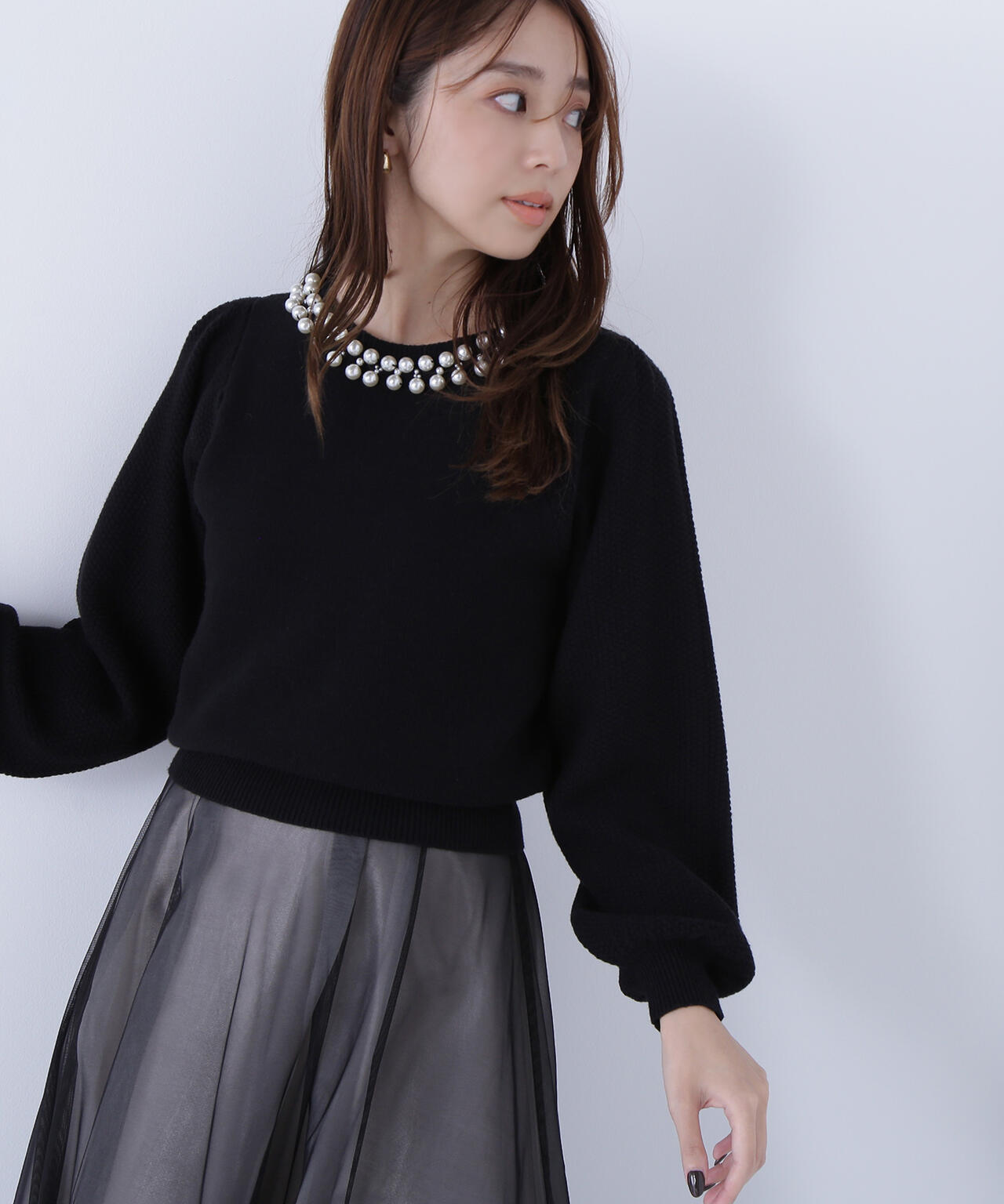 パールネックニット | NATURAL BEAUTY BASIC（ナチュラルビューティー