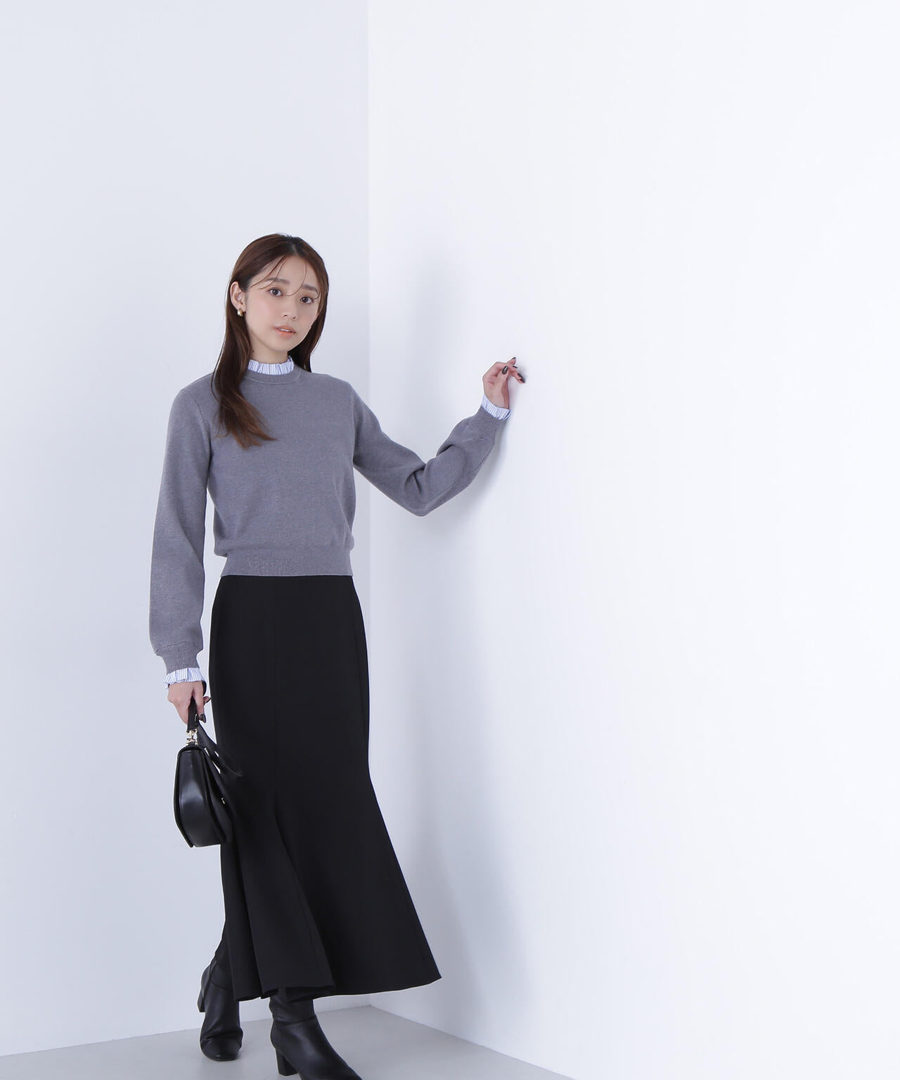 ストライプフリルネックニット | NATURAL BEAUTY BASIC（ナチュラル