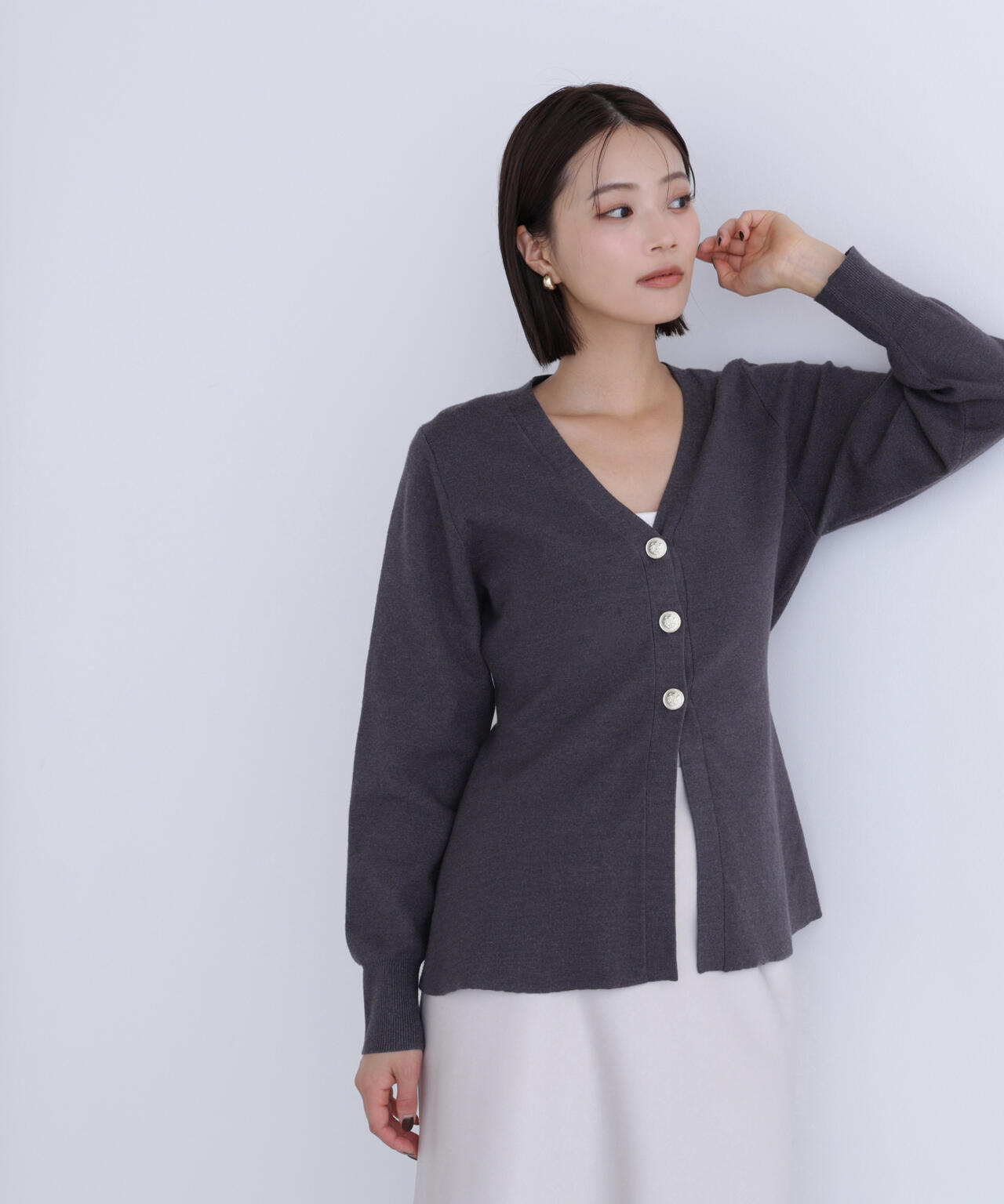 ウエストシェイプスリットカーディガン