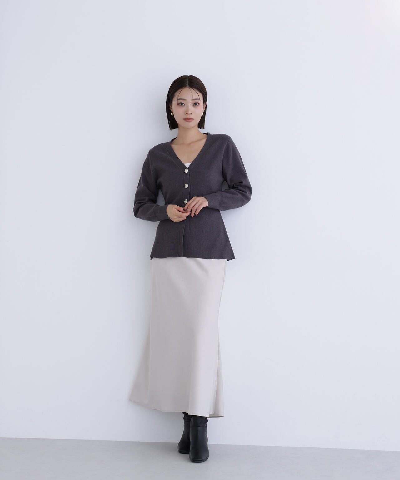 ウエストシェイプスリットカーディガン