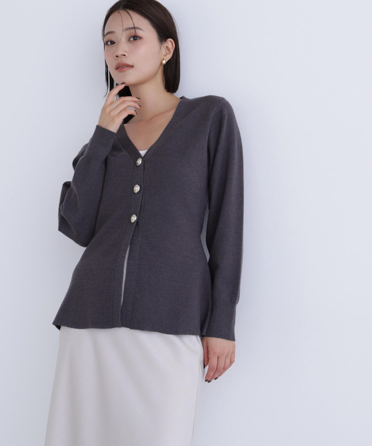 ウエストシェイプスリットカーディガン