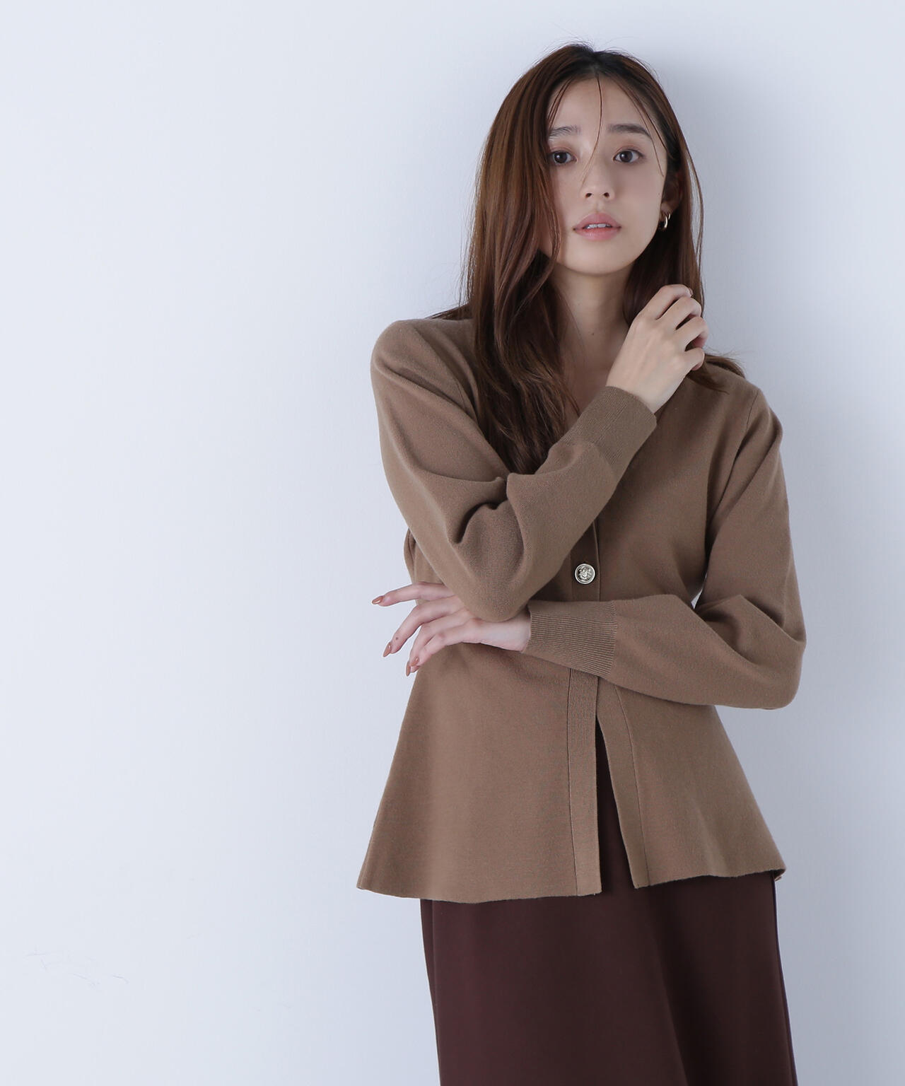 ウエストシェイプスリットカーディガン