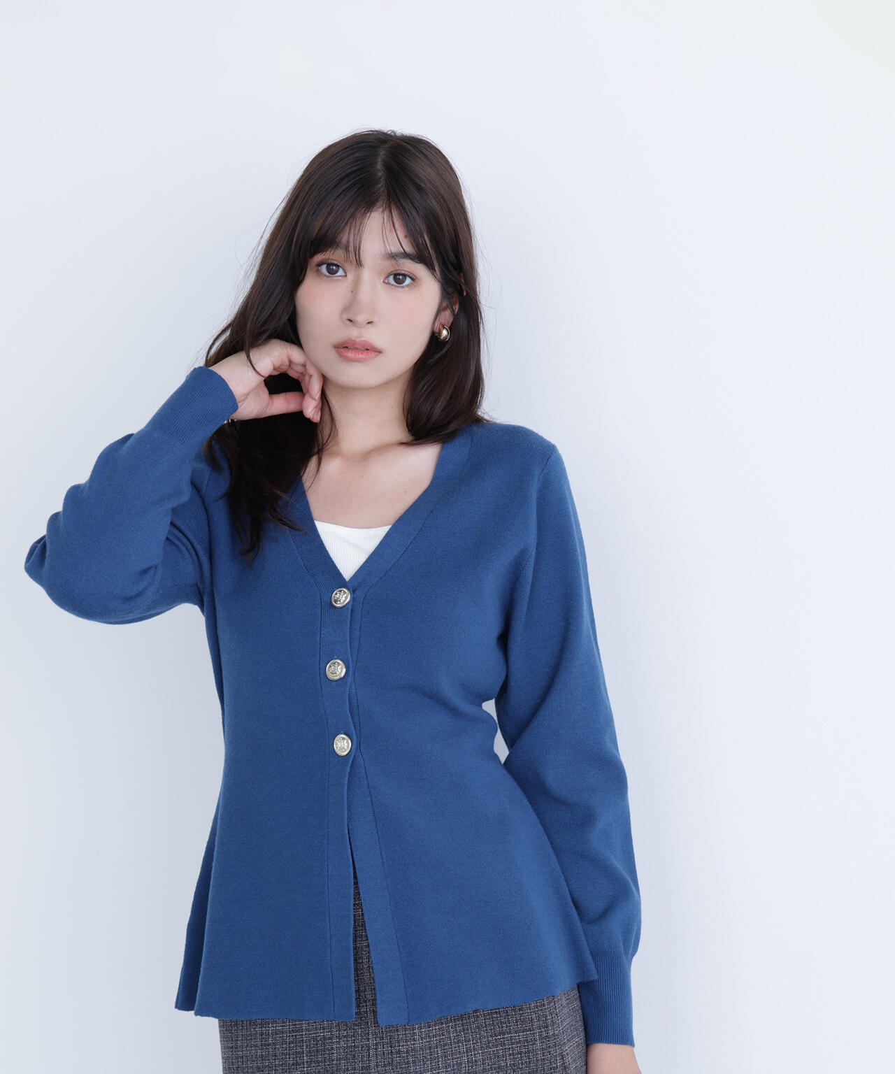 ウエストシェイプスリットカーディガン