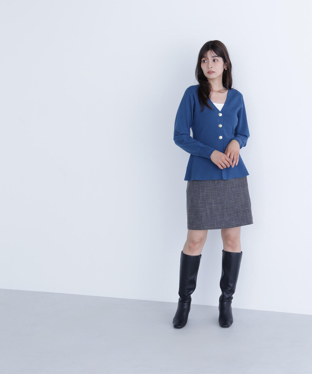 ウエストシェイプスリットカーディガン