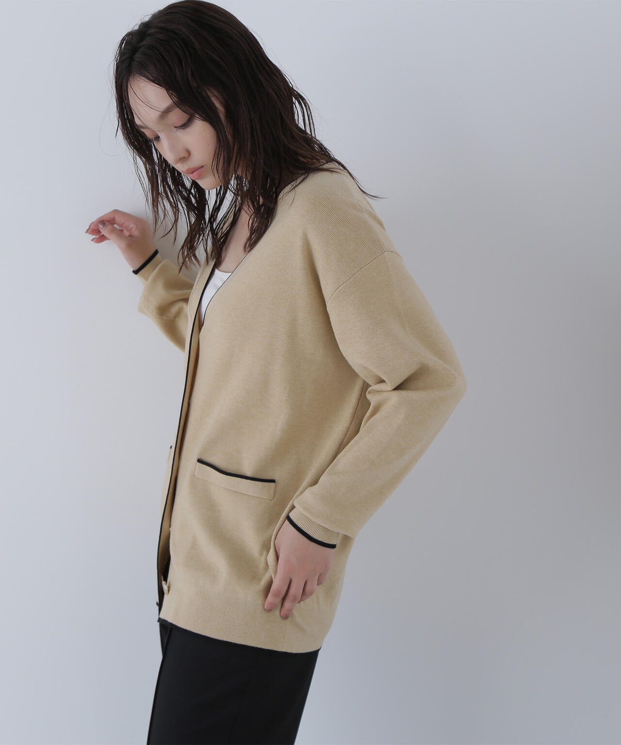 バイカラーボクシーカーディガン | NATURAL BEAUTY BASIC（ナチュラル