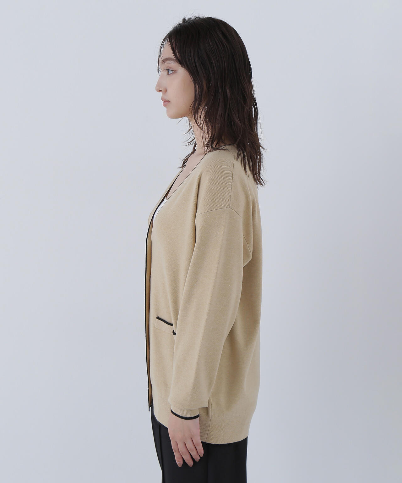 バイカラーボクシーカーディガン