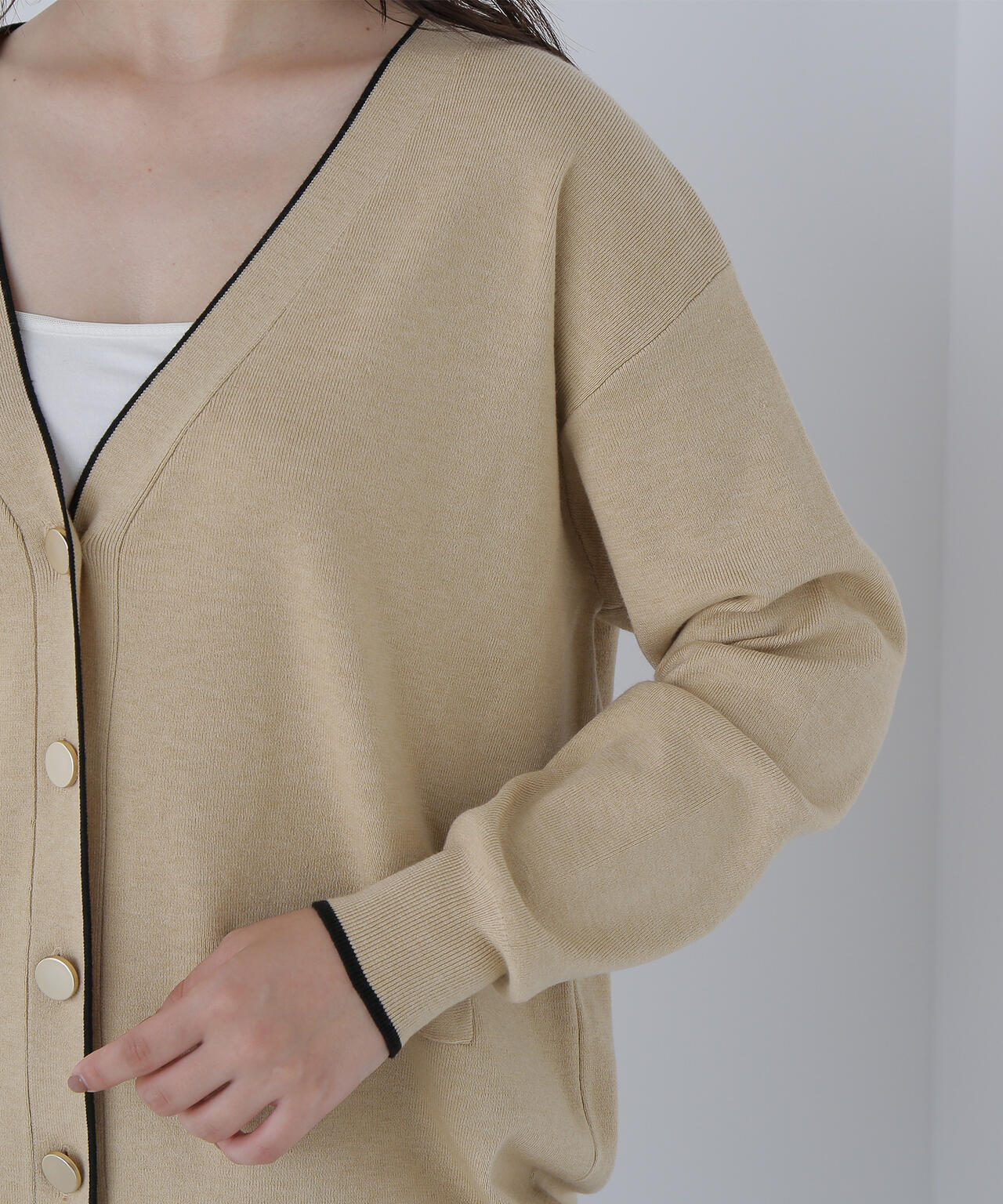 バイカラーボクシーカーディガン | NATURAL BEAUTY BASIC（ナチュラル