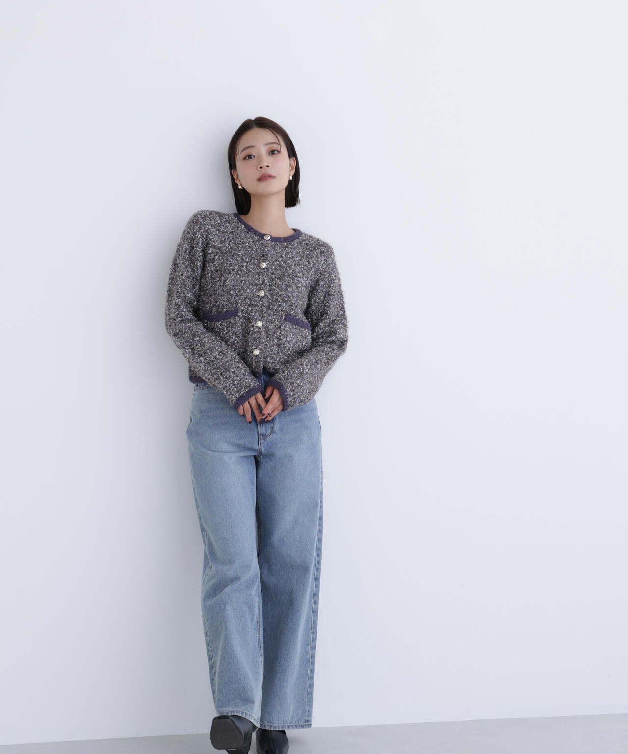 ラメツイードニットジャケット