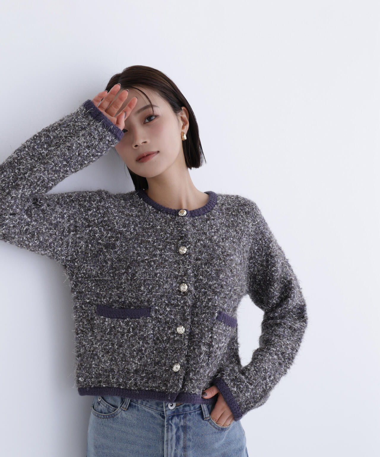 現行品　ツイード調ニット ジャケット　定価39,930円 ラメツイードニットジャケット | NATURAL BEAUTY BASIC（ナチュラル