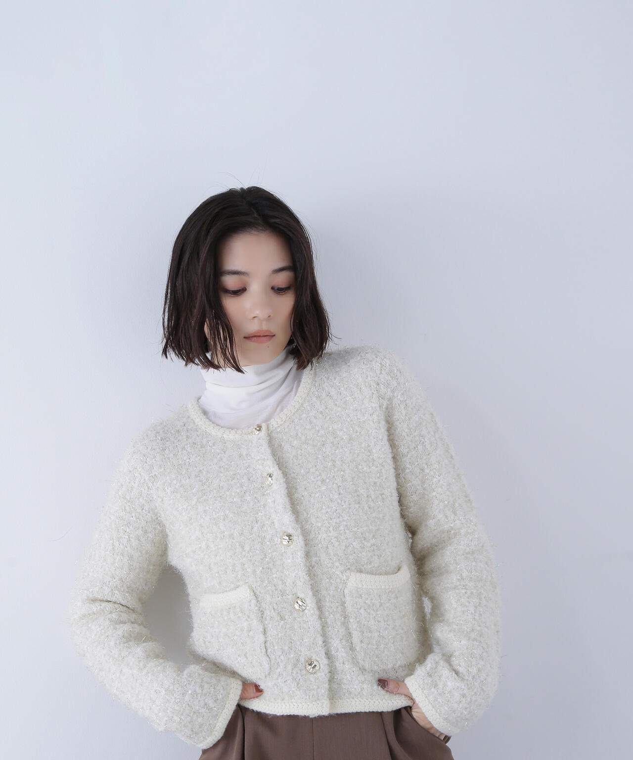 ラメツイードニットジャケット